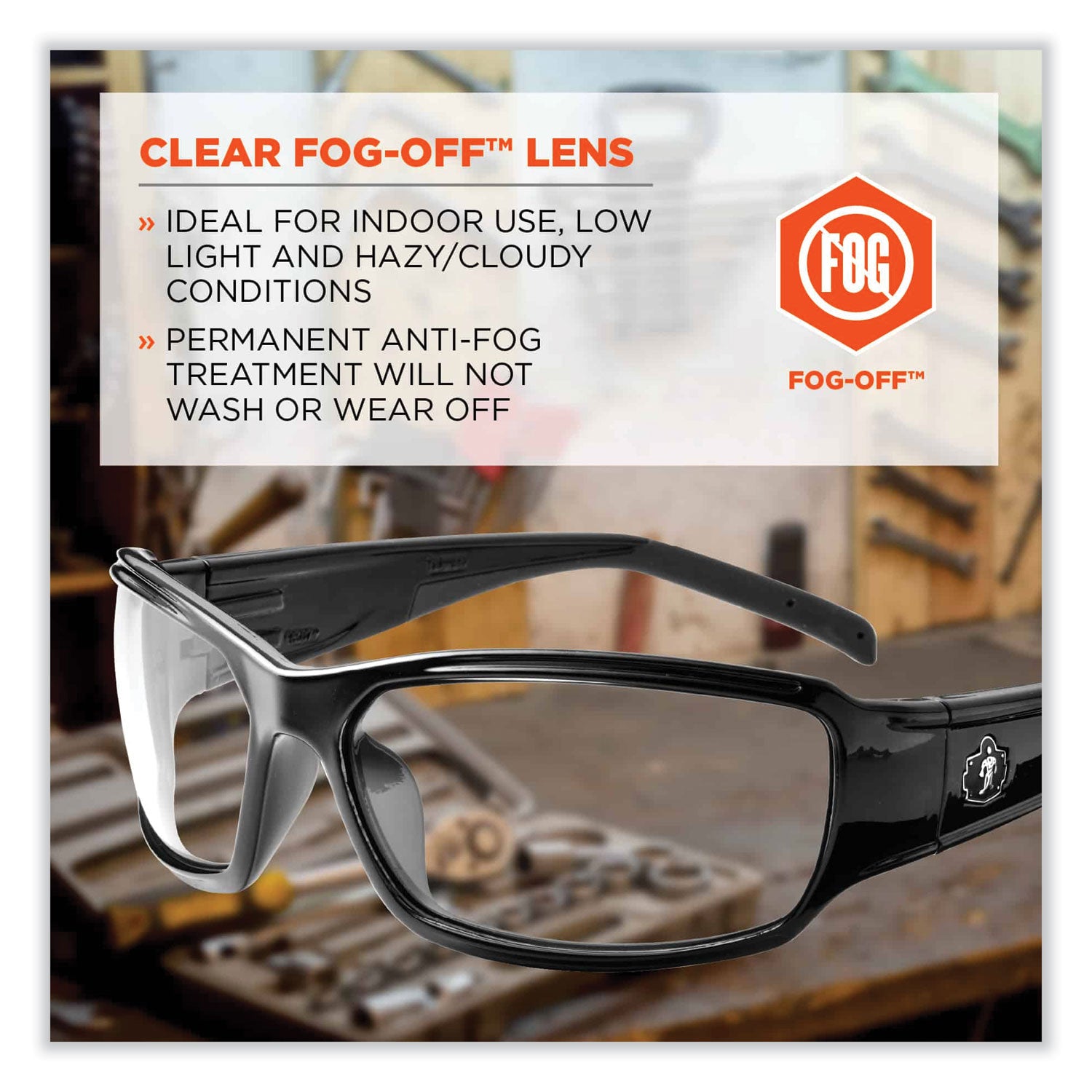 Eye Protection - Black - Clear Lens - Durable, Bendable Frame, Flexible Frame, Break Resistant, Non-Slip Temple, Rubber Tipped Temples, Slip Resistant, Anti-scratch, UV Resistant, Polarized, Anti-glare, ... - 1 Each