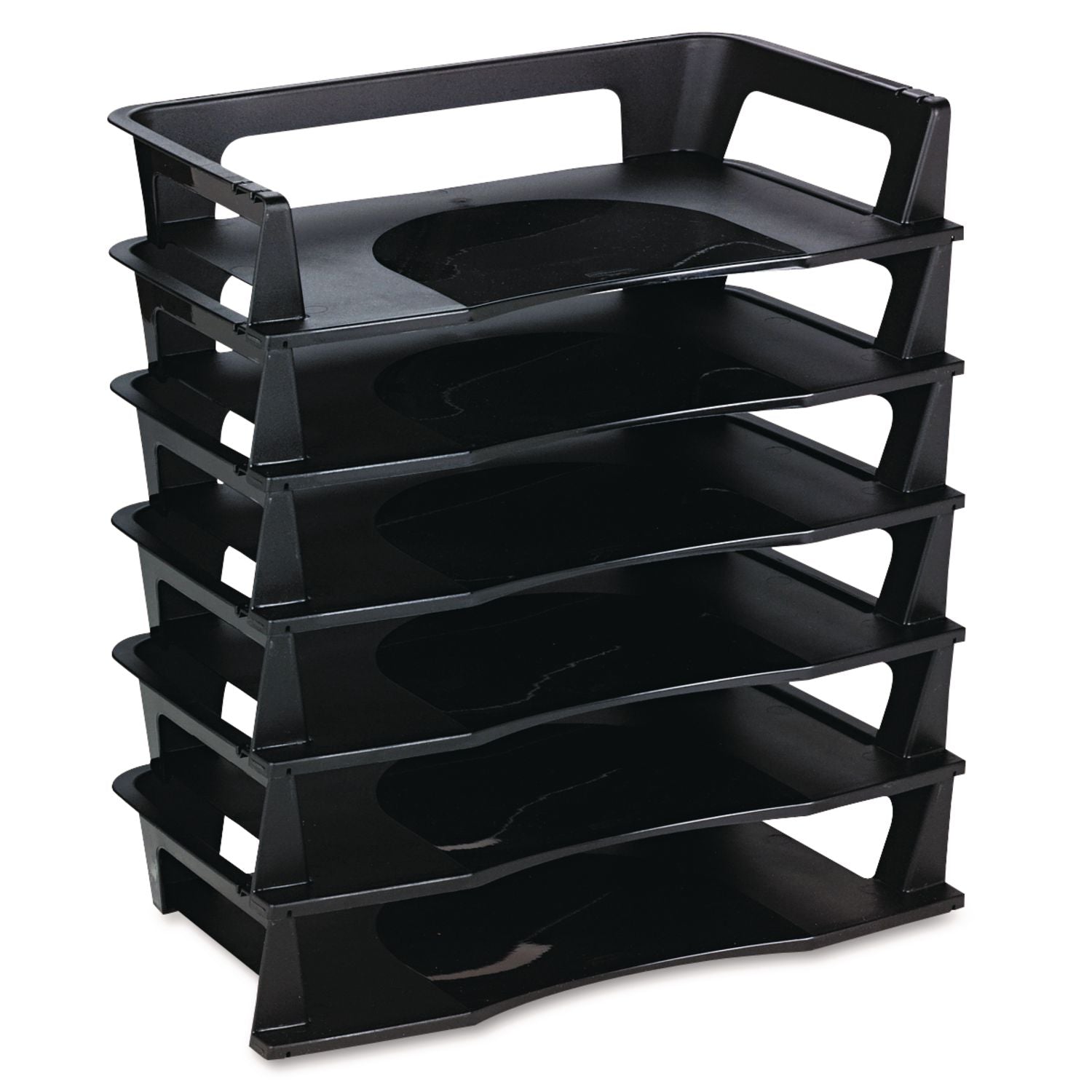 6 Tier(s) - 2.75" Height x 15.25" Width x 9.12" Depth - Desktop - Stackable, Collapsible - 70% Recycled - Black - Plastic - 1 Box