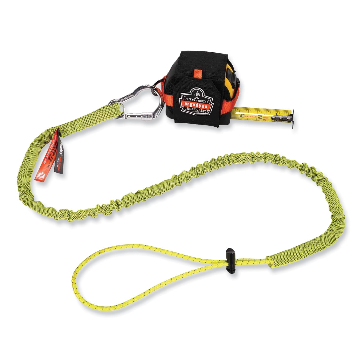 Adjustable - 10 lb Load Capacity - Extended - Carabiner Attachment - 11.3" Height x 1" Width x 54" Length - Lime - Aluminum, Nylon Webbing - 6 / Carton