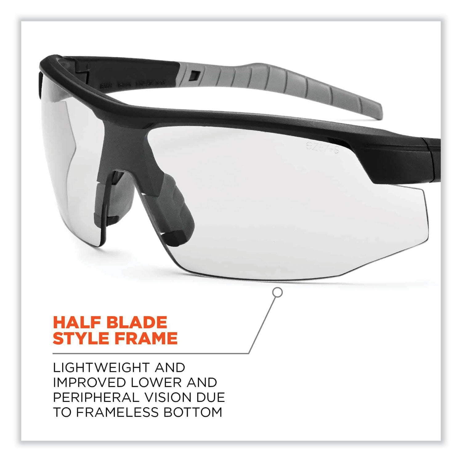 Ergodyne SKOLL In/Outdoor Lens Matte Safety Glasses, Matte Black, Black