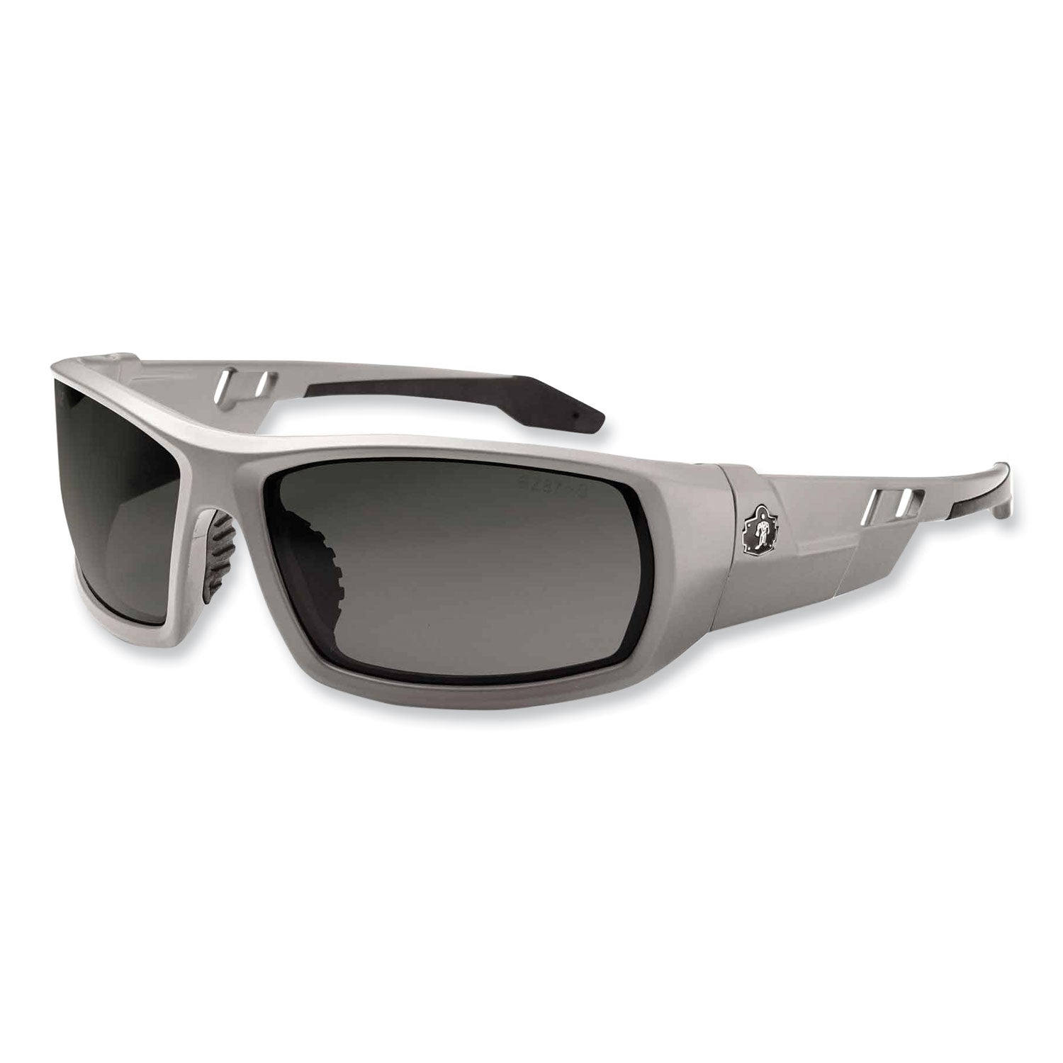 Ergodyne Skullerz ODIN-PZ Polarized Smoke Safety Glasses, Matte Gray Frame, Scratch & Impact Resistant, Anti-glare, Non-slip, 1 Each