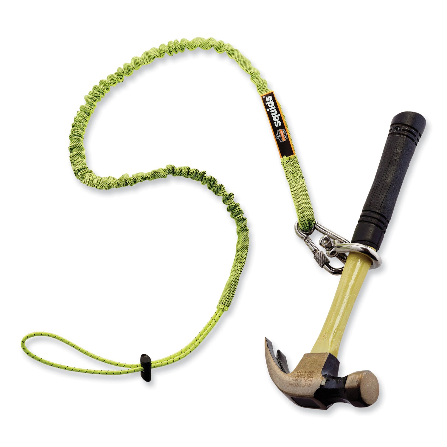 15 lb Load Capacity - Carabiner Attachment - 11.3" Height x 1" Width x 54" Length - Lime - Nylon Webbing, Stainless Steel - 6 / Carton