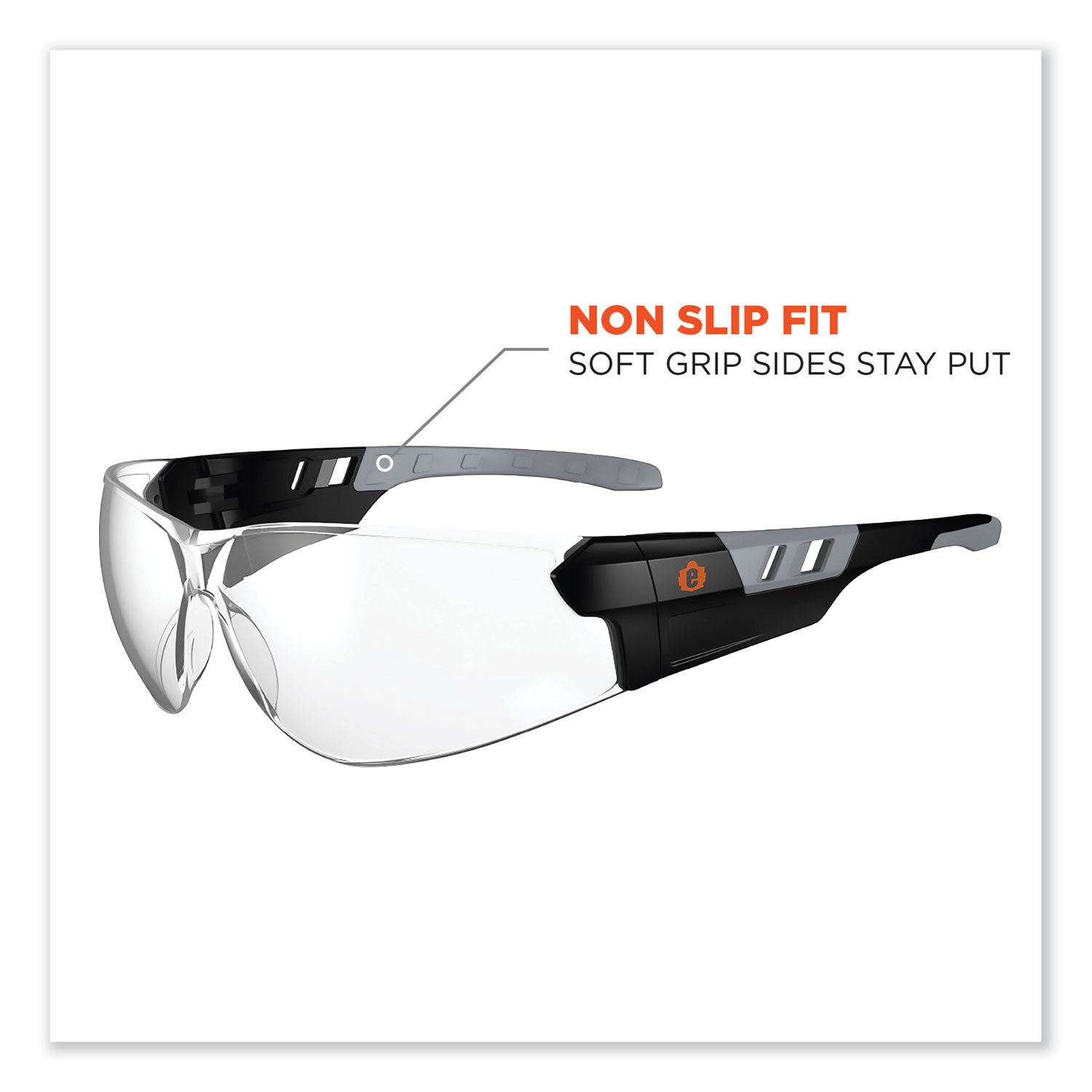 Eye Protection - Matte Black - Clear Lens - Anti-fog, Lightweight, Rimless, Impact Resistant, Anti-scratch, Durable, UV Resistant, Slip Resistant, Flex-Point Temple, Frameless - 1 Each