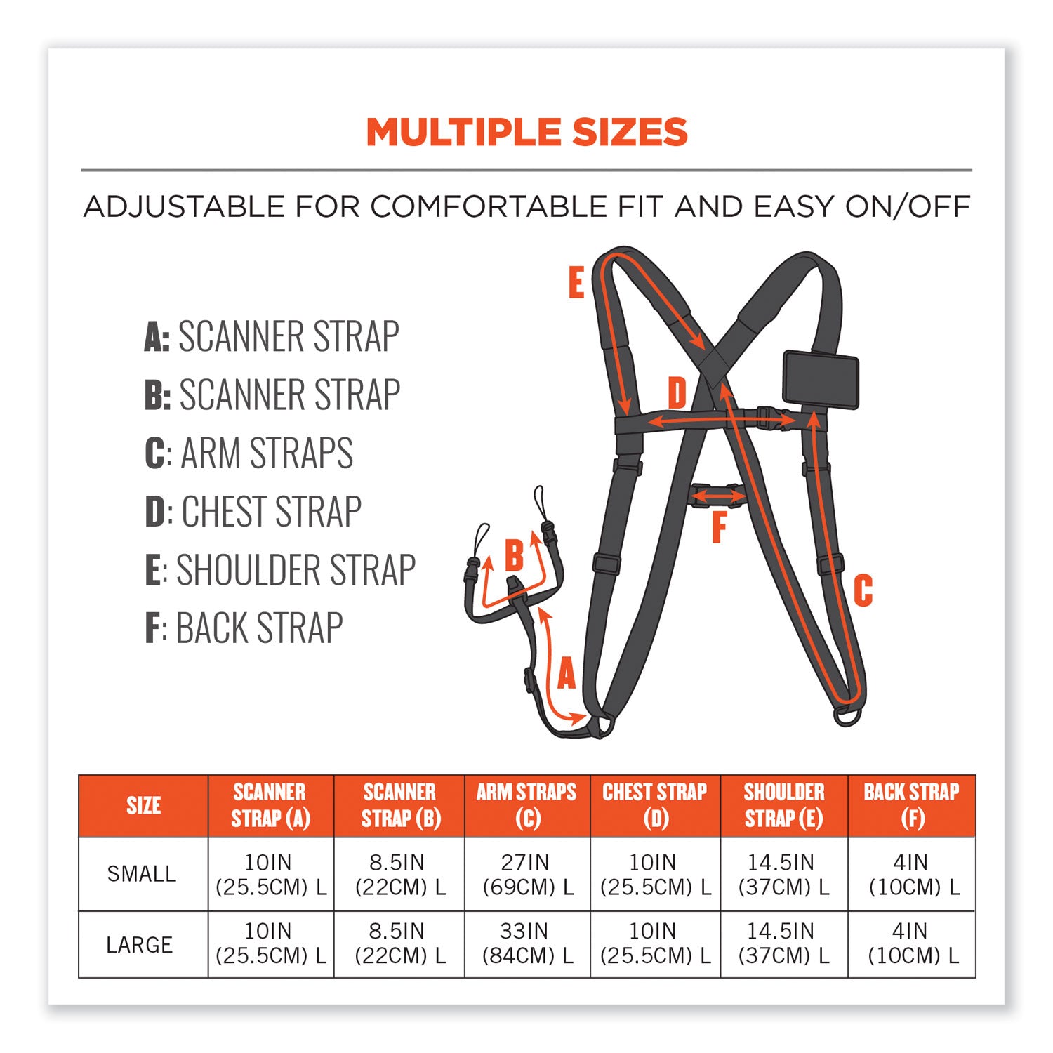 Ergodyne 3138 Padded Bar-code Scanner Harness, Large, Hook & Loop Attachment, Black, 1 Each