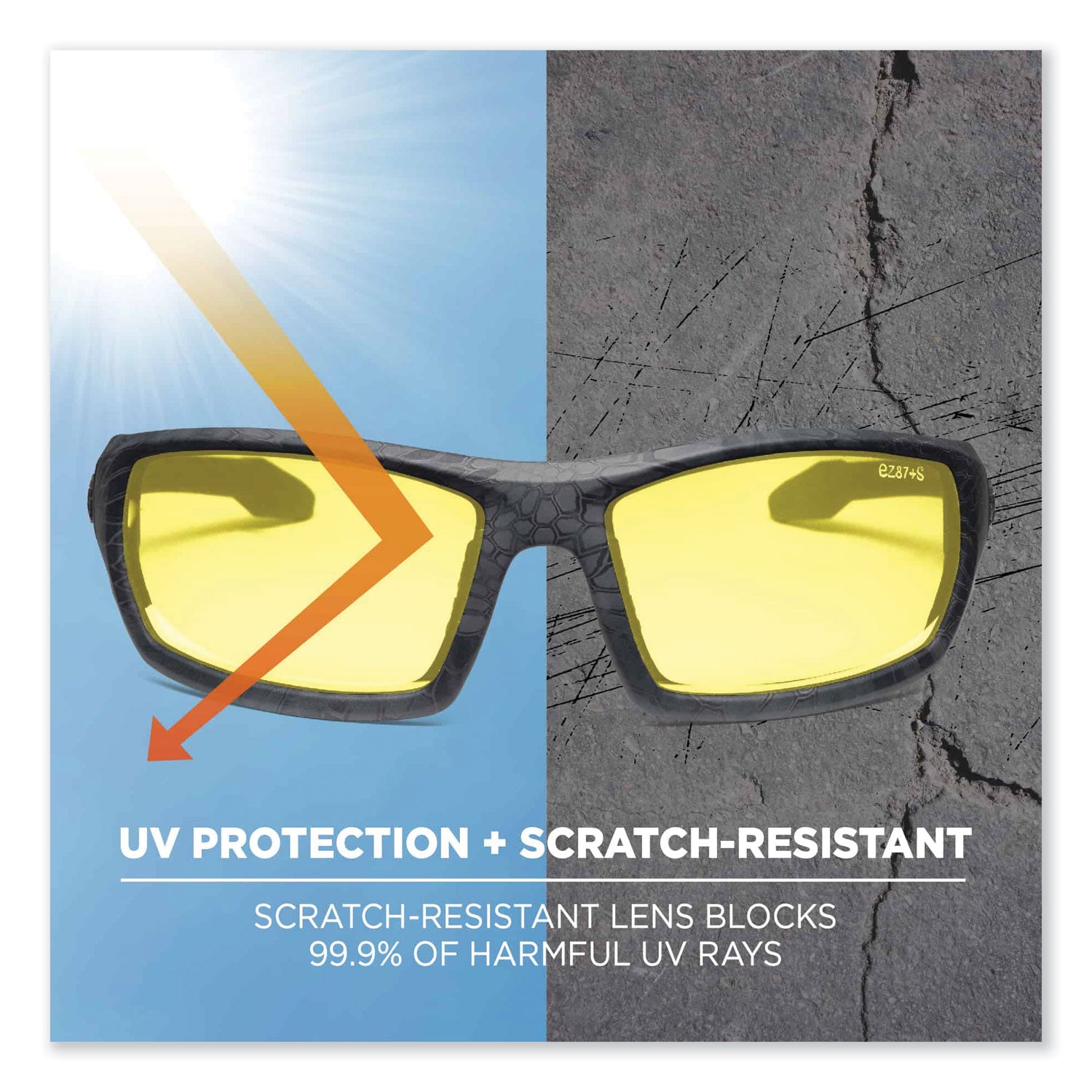 Ergodyne Skullerz Odin Safety Glasses, Yellow Lens, Kryptek Highlander Frame, Scratch & Impact Resistant, Anti-glare, Non-slip, 1 Each