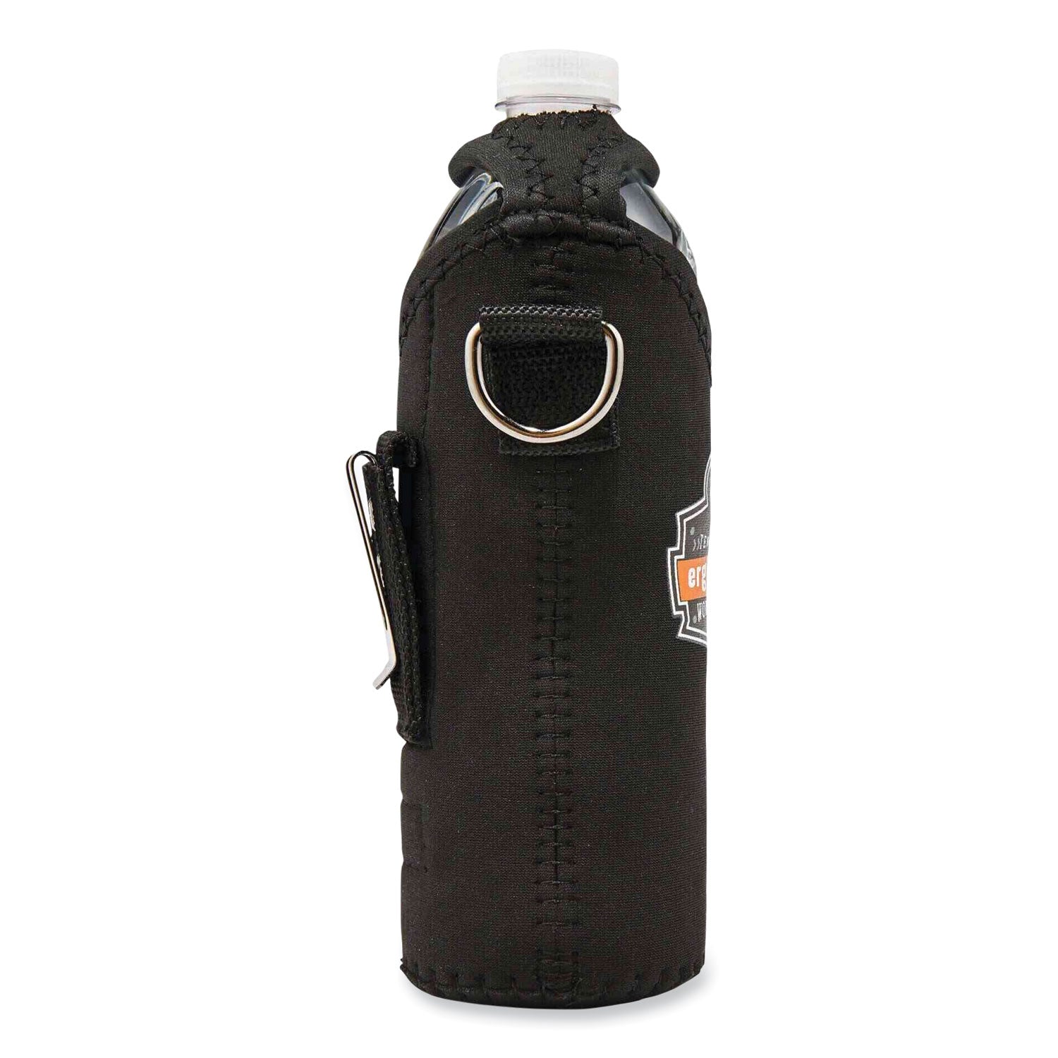 Ergodyne 3775 Can/Bottle Holder & Trap, Black, Stainless Steel/Zinc/Neoprene/Nylon, 2.5" H x 3.6" W, 1 Each