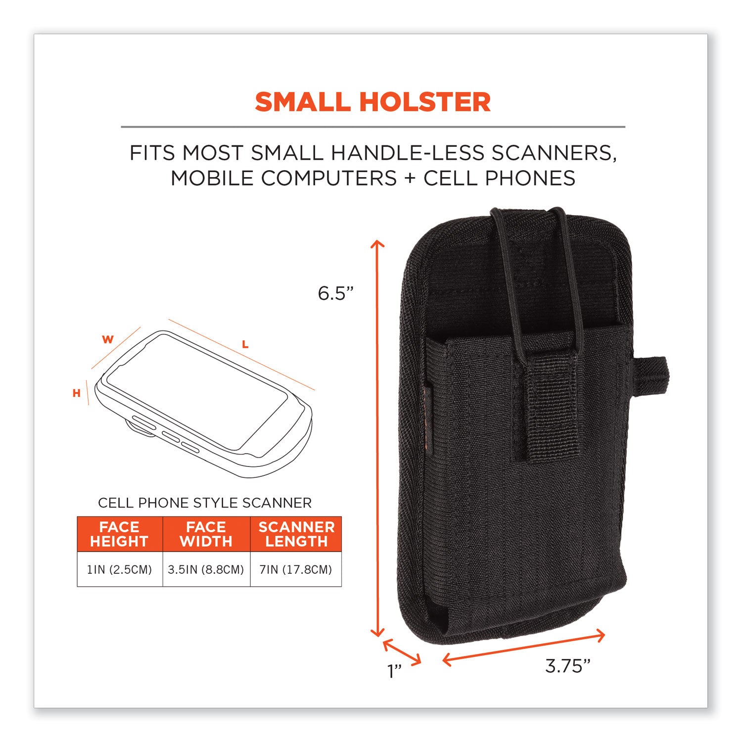 Drop Resistant, Abrasion Resistant, Scratch Resistant, Scratch Proof - Polyester Body - Belt Clip, Holster - 1" Height x 3.5" Width - Small Size - 1 Each