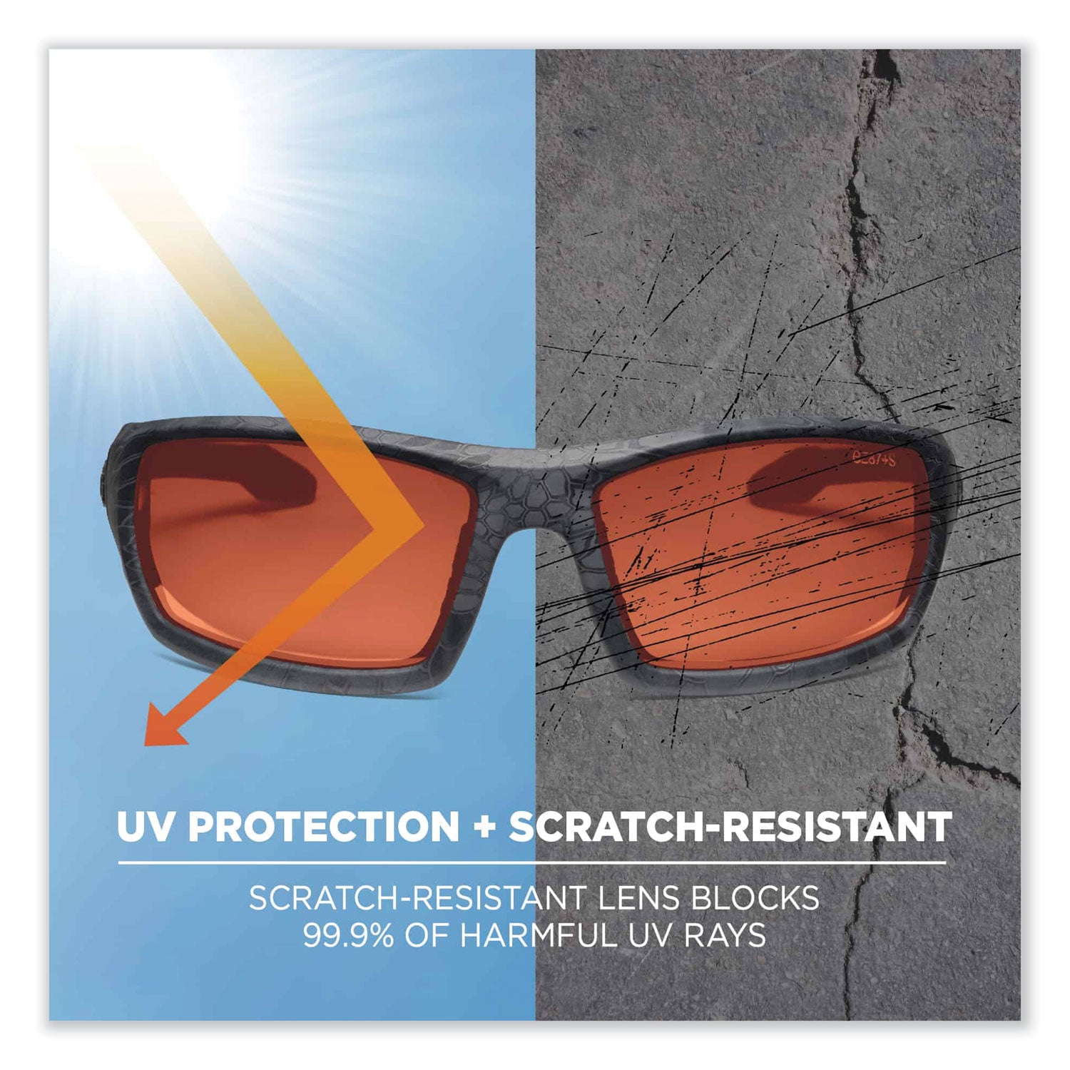 Ergodyne Skullerz Odin Safety Glasses, Copper Lens, Kryptek Highlander Frame, Scratch & Impact Resistant, 1 Each