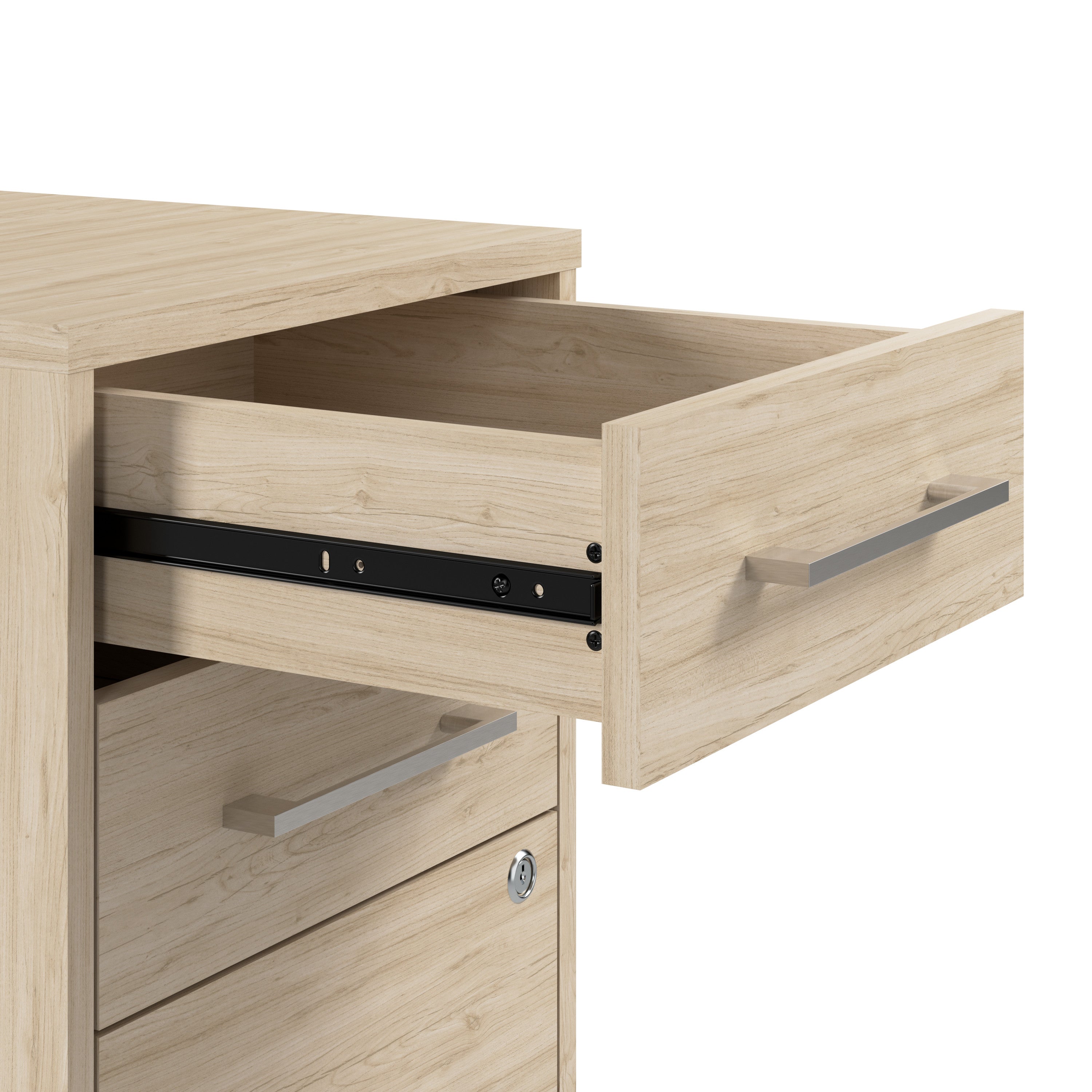 Bush Business Furniture Hustle 3 Drawer Rolling File Cabinet with Lock in Natural Elm - Assembled - 15.67" Width x 19.69" Depth x 27.36" Height