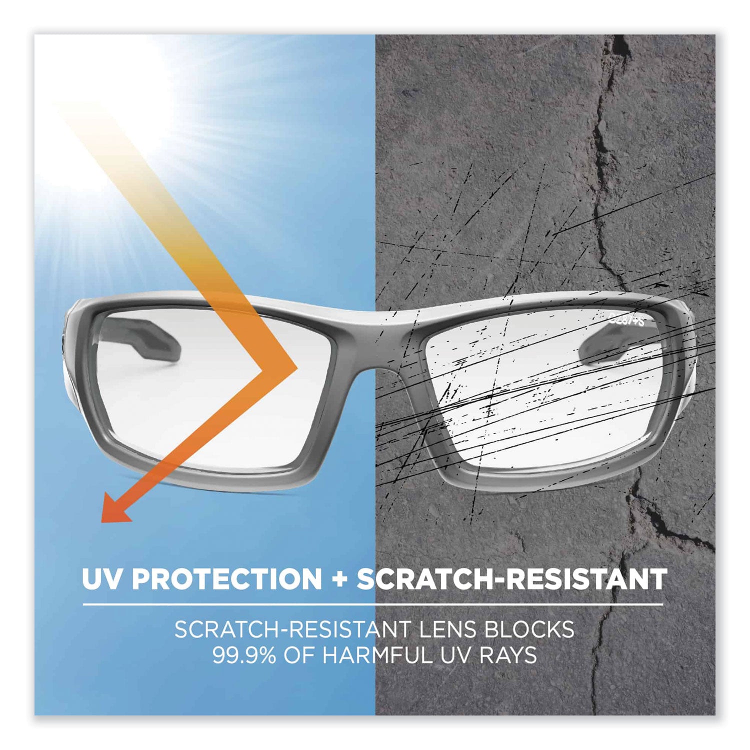 Ergodyne Skullerz ODIN In/Outdoor Lens Safety Glasses, Matte Gray Frame, Scratch & Impact Resistant, Anti-glare, Flexible, 1 Each