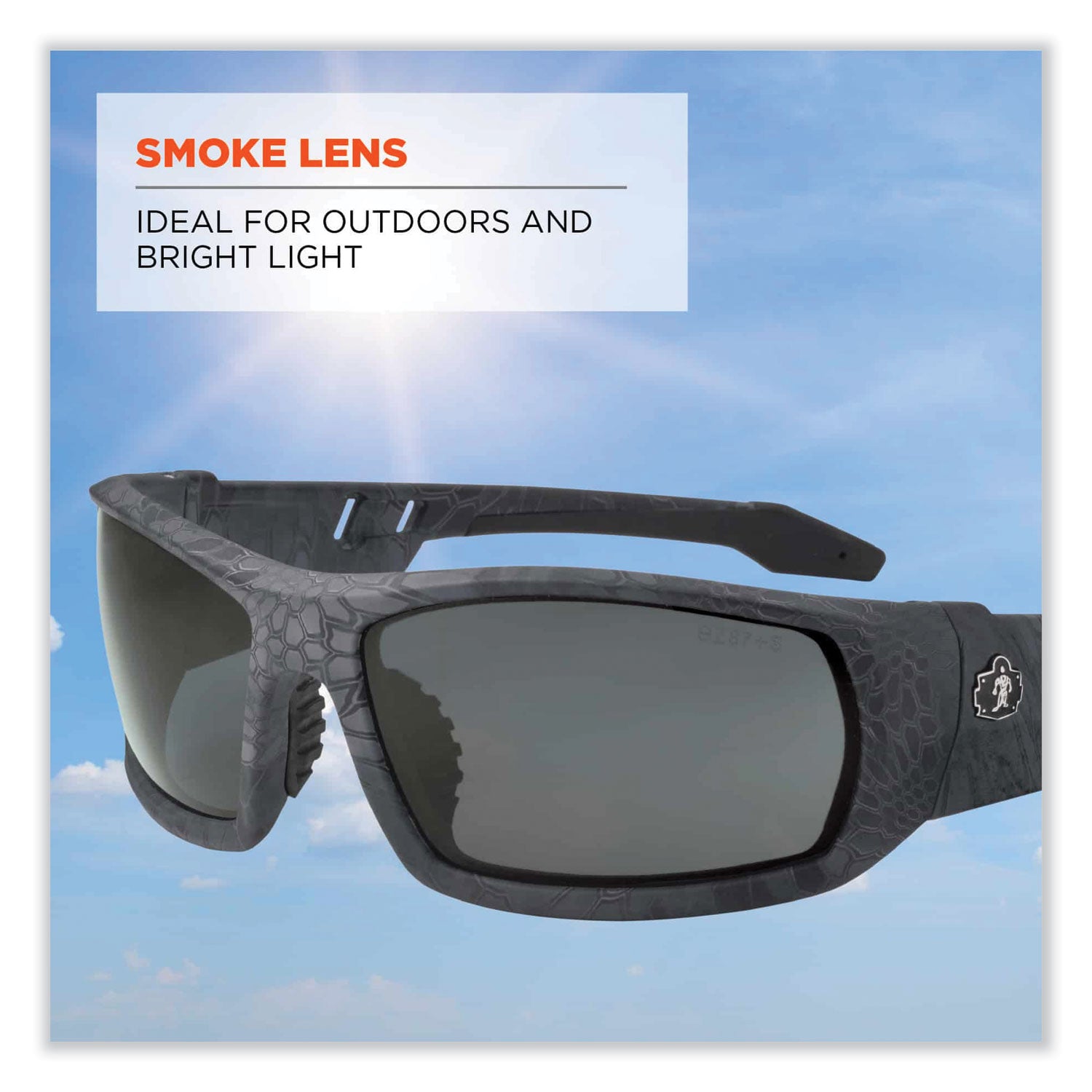 Ergodyne Skullerz Odin Smoke Lens Safety Glasses, Kryptek Typhon Frame, Scratch & Impact Resistant, Anti-glare, Non-slip, 1 Each
