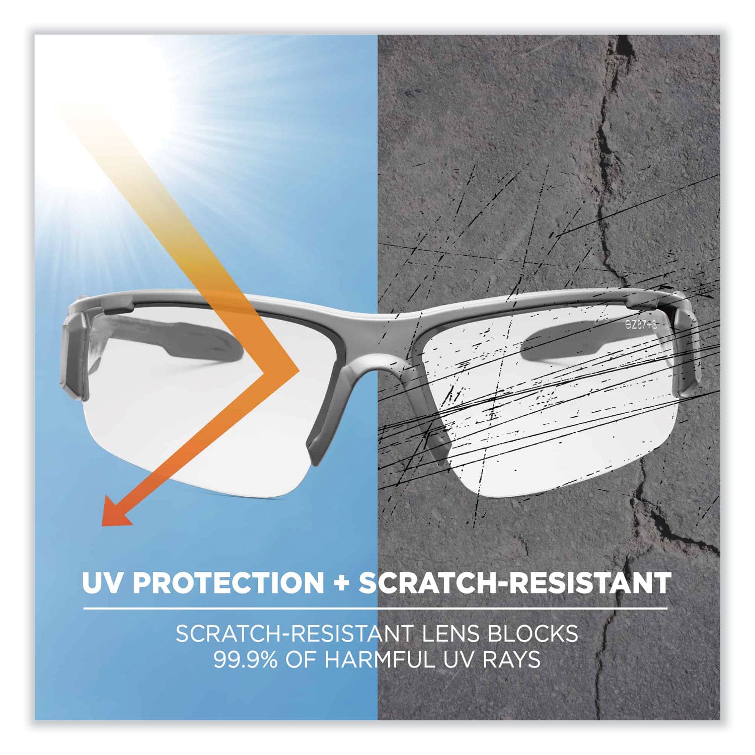 Ergodyne Dagr AF Clear Safety Glasses, Matte Gray Frame, Clear Lens, Scratch & Impact Resistant, Anti-fog, Non-slip, 1 Each