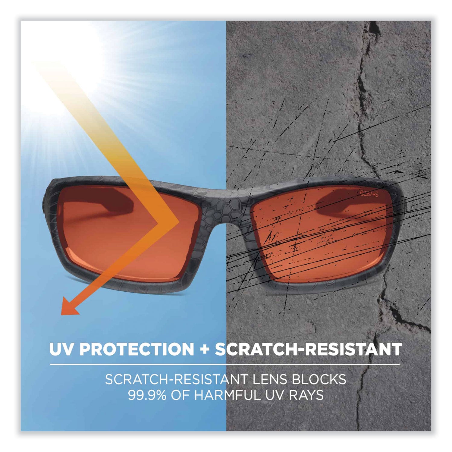 Ergodyne Skullerz Odin Safety Glasses, Copper Lens, Kryptek Typhon Frame, Scratch & Impact Resistant, Anti-glare, Non-slip, 1 Each