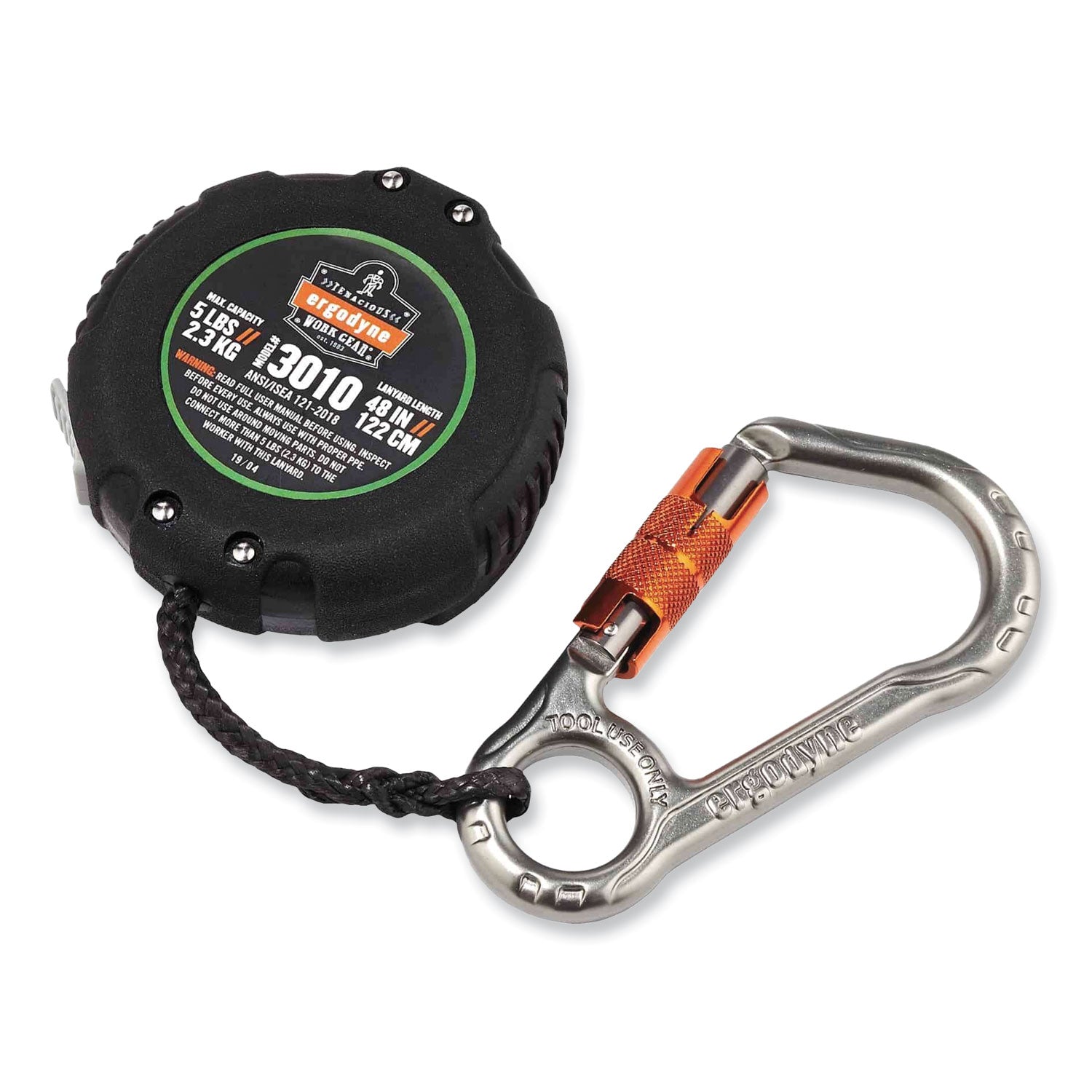 Adjustable - 5 lb Load Capacity - Standard - Carabiner Attachment - 1" Height x 9.3" Width x 48" Length - Black - Aluminum, ABS Plastic - 1 Each