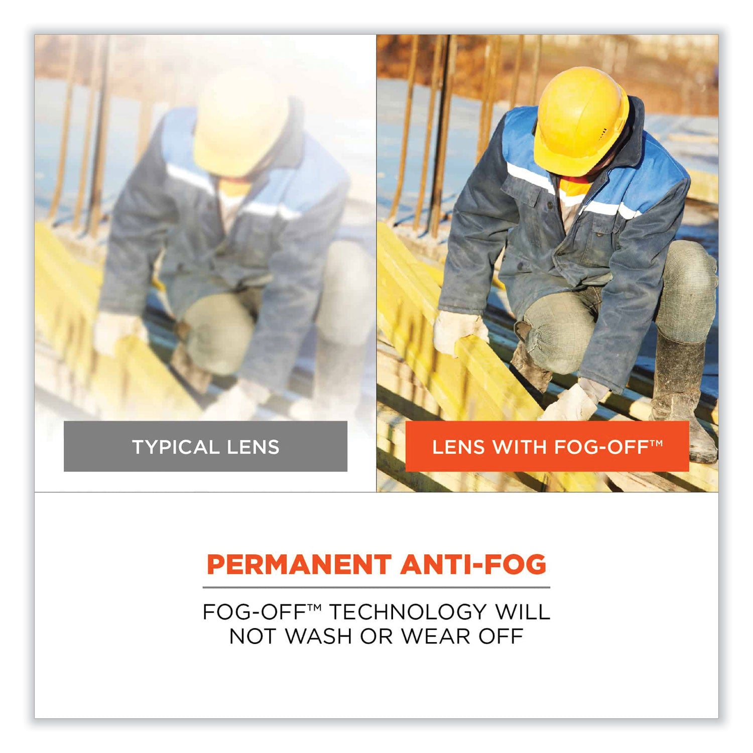 Ergodyne Odin In/Outdoor Safety Glasses, Matte Black Frame, Anti-fog, Scratch & Impact Resistant, Non-slip, Comfortable, 1 Each