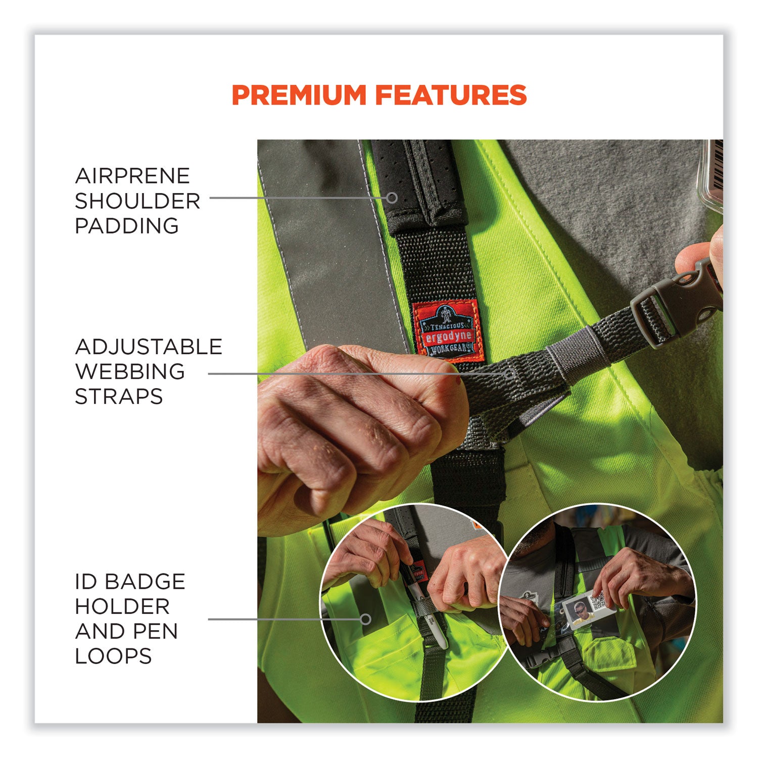 Ergodyne 3138 Padded Bar-code Scanner Harness, Large, Hook & Loop Attachment, Black, 1 Each