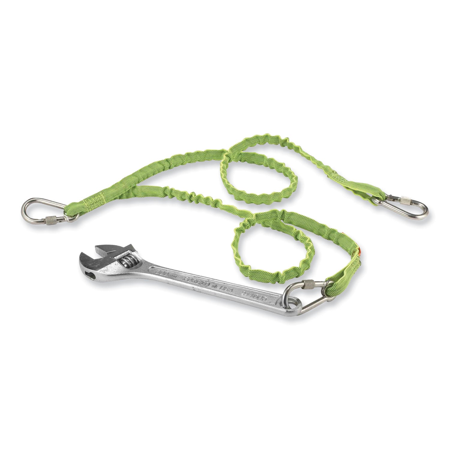 Adjustable - 15 lb Load Capacity - Standard - Carabiner Attachment - 42" Length - Lime - Nylon Webbing, Stainless Steel - 1 Each