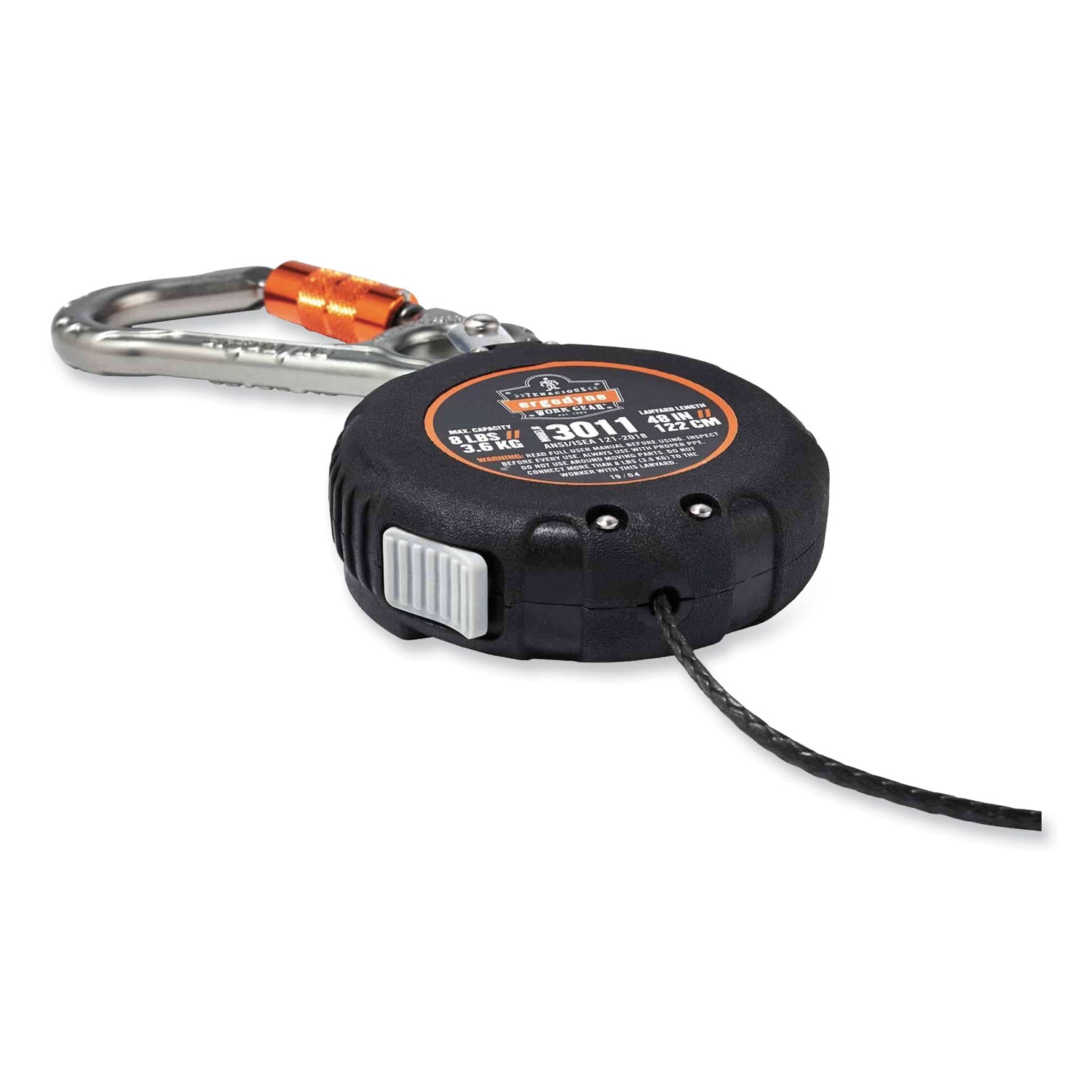 Adjustable - 8 lb Load Capacity - Standard - Carabiner Attachment - 1" Height x 9.3" Width x 48" Length - Black - Aluminum, ABS Plastic - 1 Each