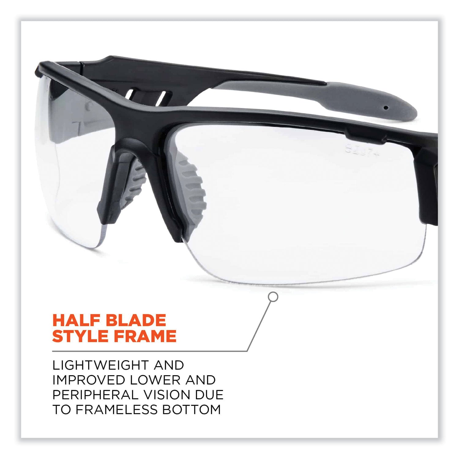 Ergodyne Skullerz Dagr AF Clear Safety Glasses, Matte Black Frame, Anti-Fog, Scratch Resistant, Impact Resistant, 1 Each