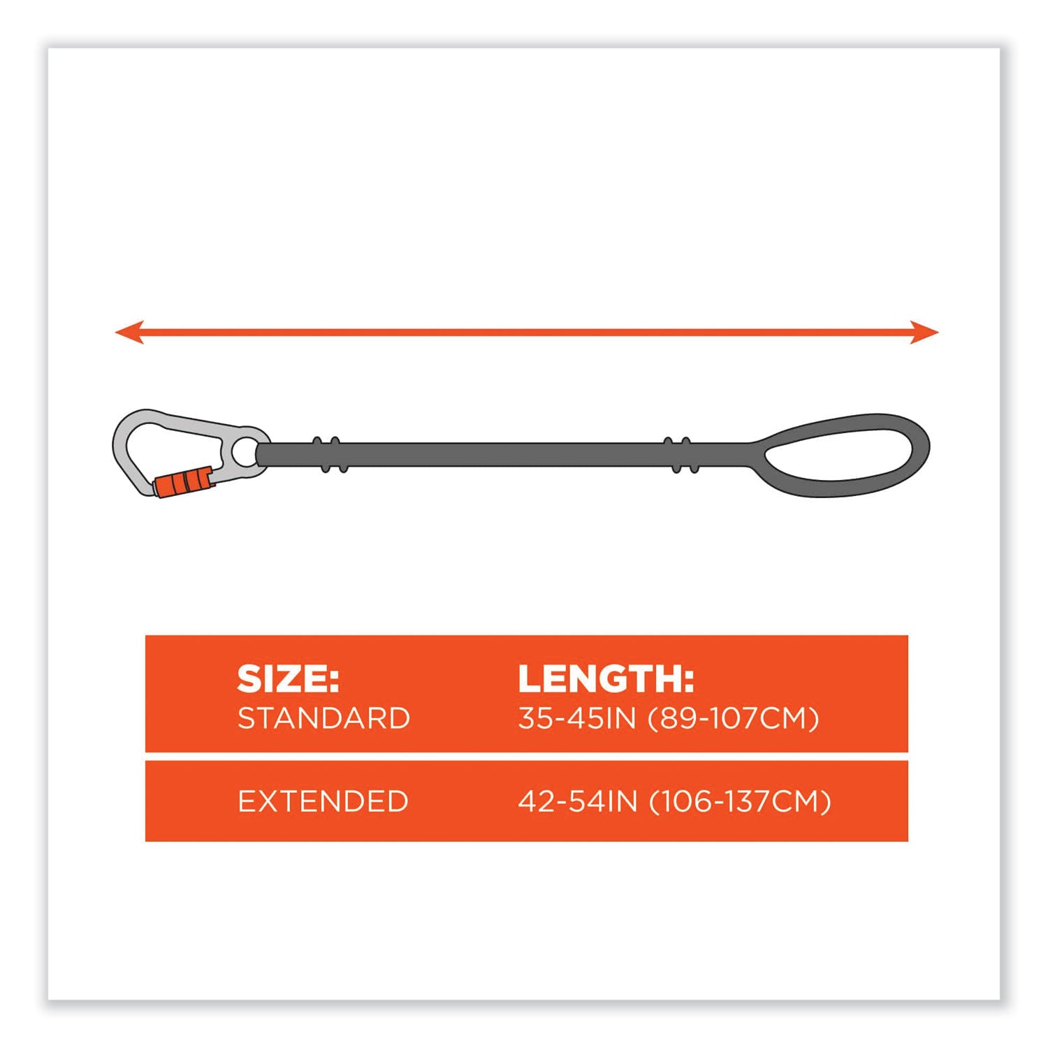 Ergodyne 3100 Single Carabiner Tool Lanyard - 10lbs - Adjustable - 10 lb Load Capacity - Standard - Carabiner Attachment - 11.3" Height x 1" Width x 45" Length - Lime - Nylon Webbing, Aluminum - 6 / Carton