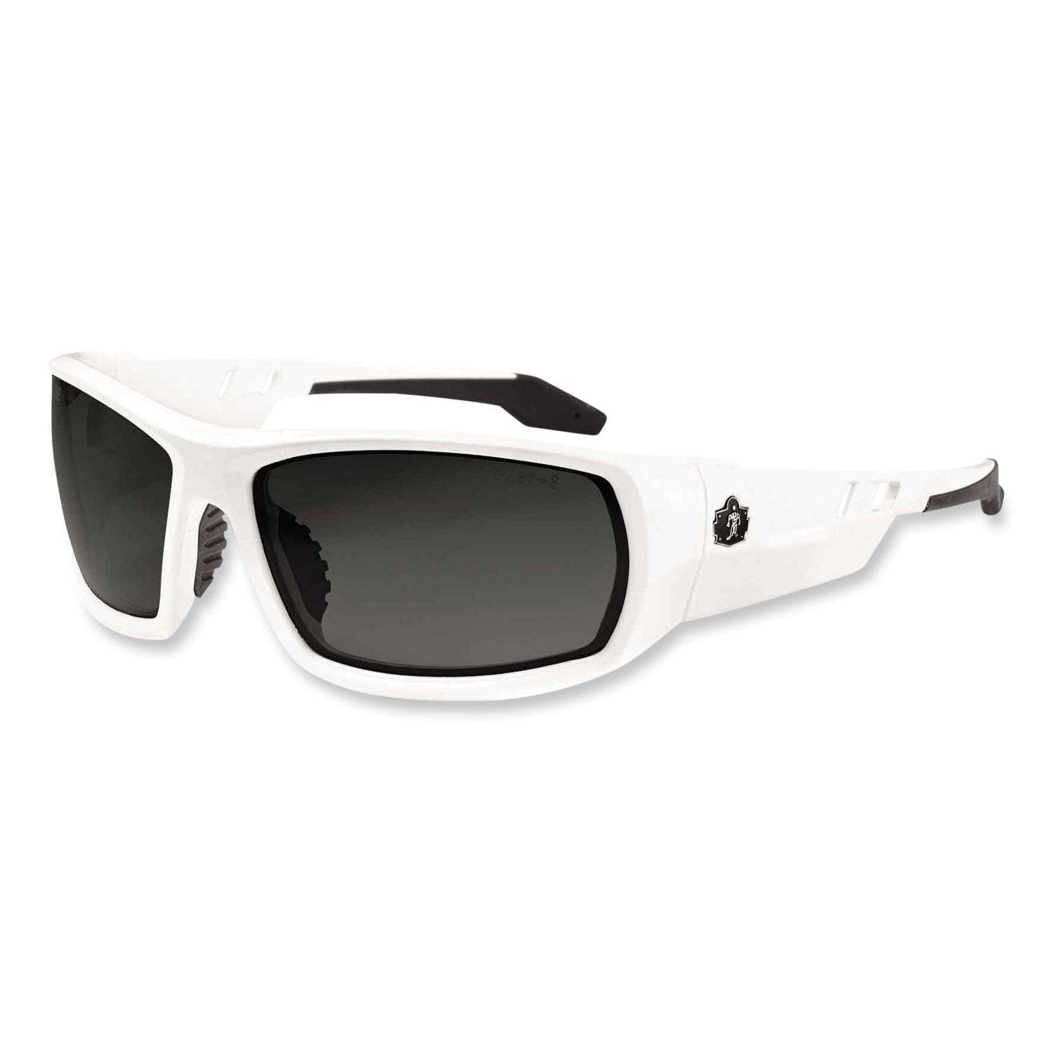 Ergodyne Skullerz ODIN-PZ Polarized Smoke Safety Glasses, White Frame, Scratch & Impact Resistant, Anti-glare, Shatter Resistant Lens, 1 Each