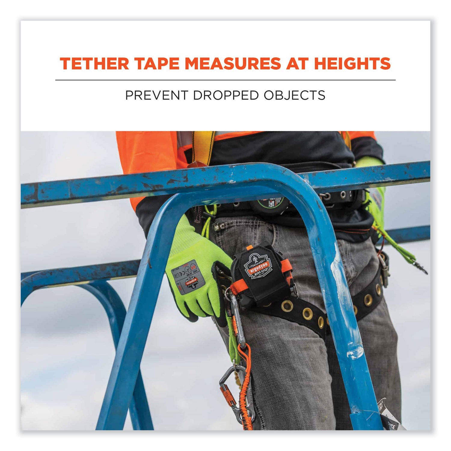 Ergodyne 3770 Tape Measure Holder / Belt Clip - 2.5" Height x 3.6" Width - Black - Polyester, Stainless Steel, Cast Zinc Alloy - 1 Each