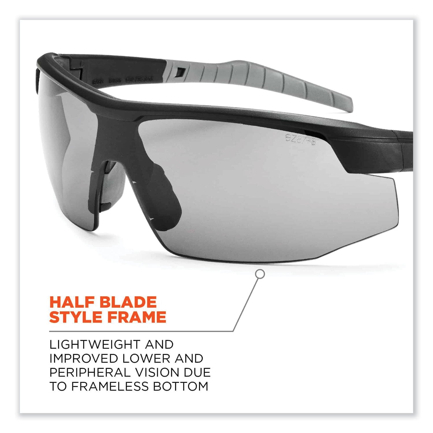 Ergodyne SKOLL Smoke Lens Matte Safety Glasses, Matte Black, Black