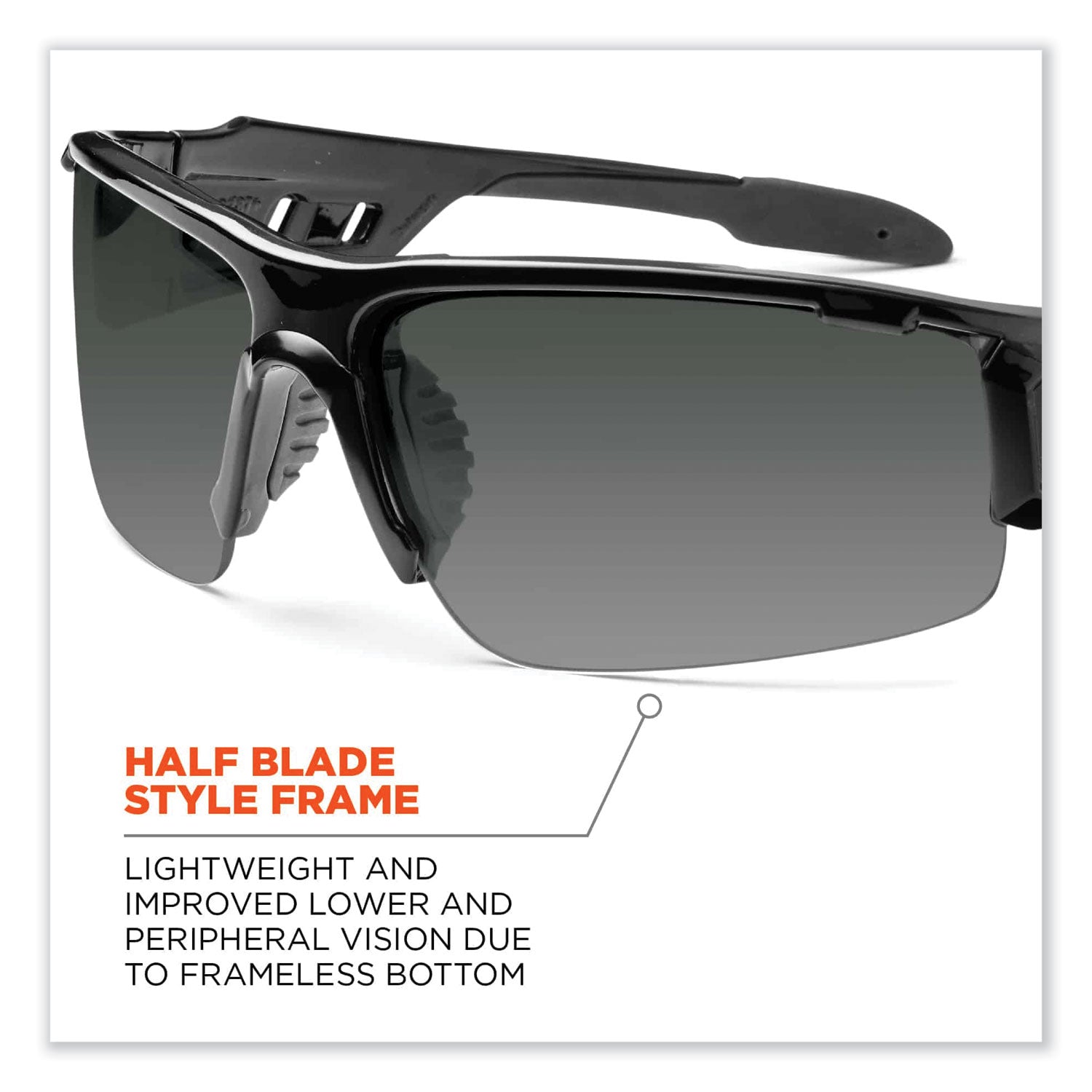 Ergodyne Dagr AF Smoke Safety Glasses, Black Frame, Smoke Lens, Anti-Fog, Scratch Resistant, Impact Resistant, Non-Slip, 1 Each