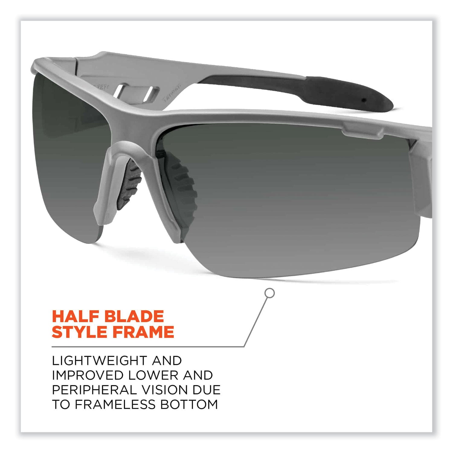 Ergodyne Dagr PZ Smoke Safety Glasses, Polarized Smoke Lens, Matte Gray Frame, Scratch Resistant, Impact Resistant, Anti-glare, Non-slip, Comfortable, 1 Each