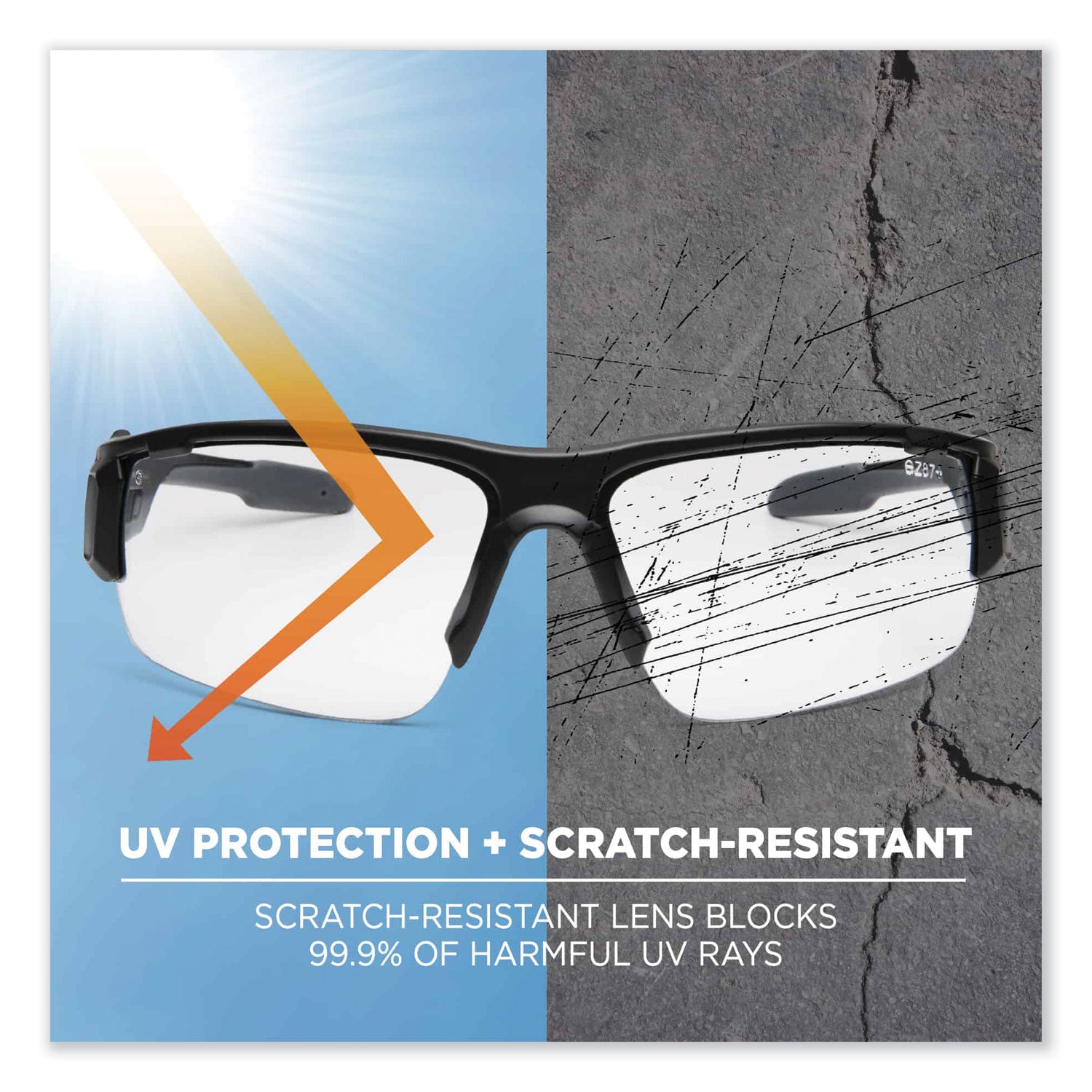 Ergodyne Skullerz Dagr AF Clear Safety Glasses, Matte Black Frame, Anti-Fog, Scratch Resistant, Impact Resistant, 1 Each