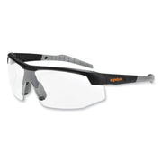 Ergodyne SKOLL Clear Lens Matte Safety Glasses, Matte Black, Black