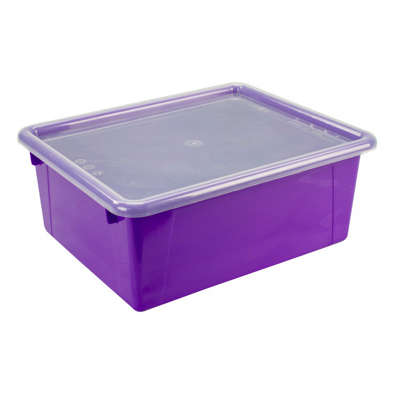 Deep Storage Tray with Lid, Purple