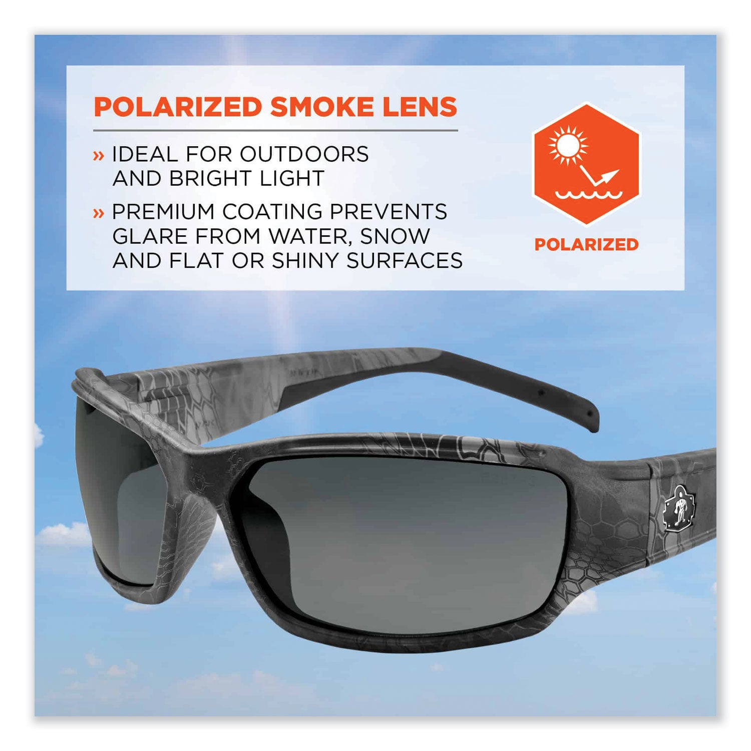 Ergodyne THOR Polarized Smoke Lens Kryptek Typhon Safety Glasses