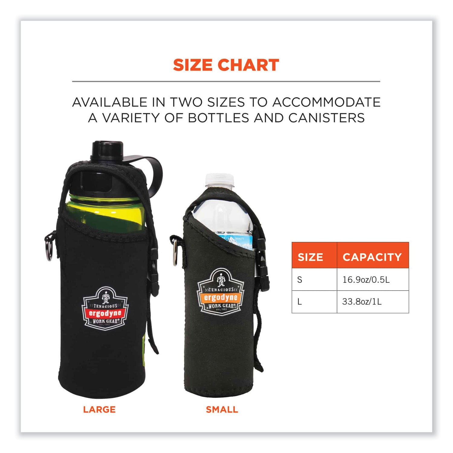 Ergodyne 3775 Can/Bottle Holder & Trap, Black, Stainless Steel/Zinc/Neoprene/Nylon, 2.5" H x 3.6" W, 1 Each
