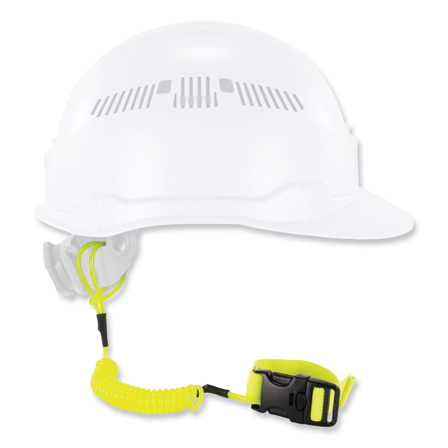 Ergodyne 3157 Coil Tool Lanyard with Buckle - 2lbs / 0.9kg - 2 lb Load Capacity - Buckle Attachment - 1.5" Height x 2" Width x 48" Length - Lime - Plastic - 6 / Carton