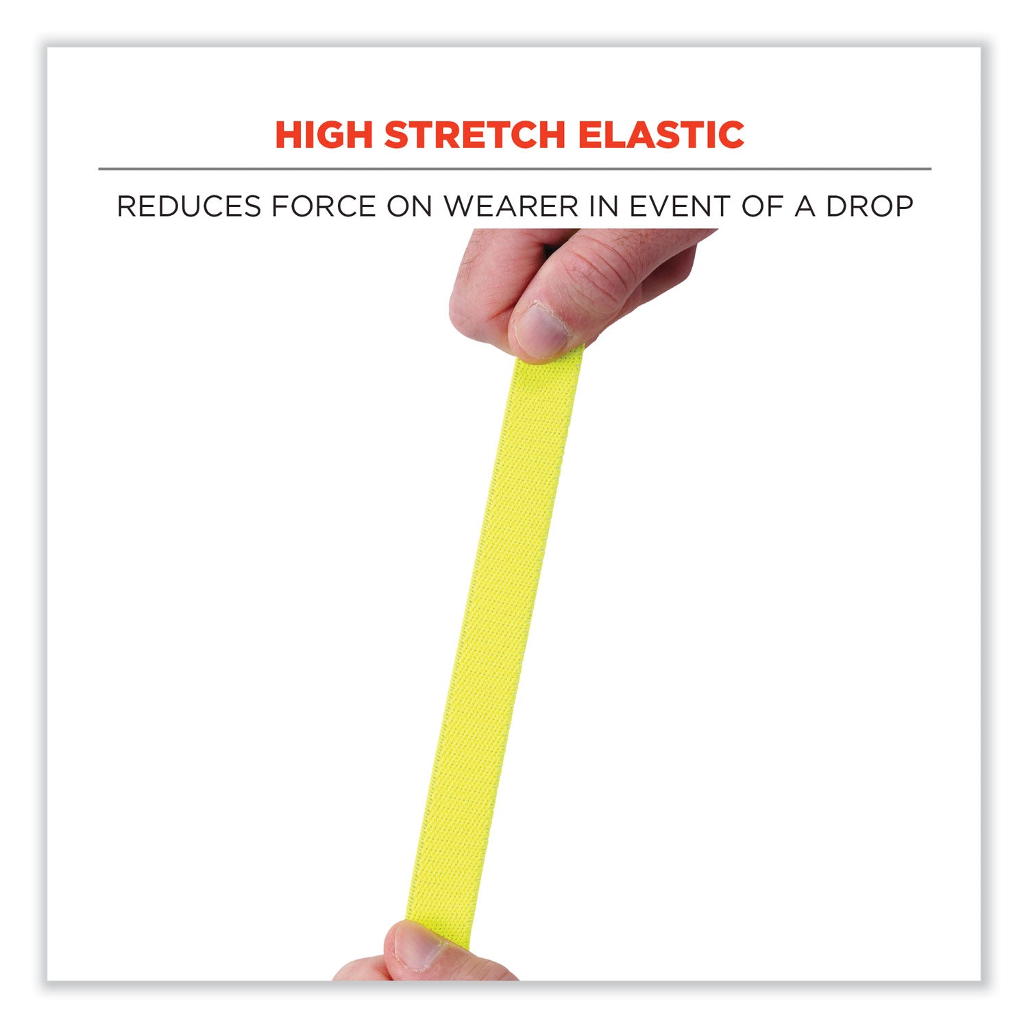2 lb Load Capacity - Buckle Attachment - 1.5" Height x 2" Width x 48" Length - Lime - Elastic, Fabric - 6 / Carton
