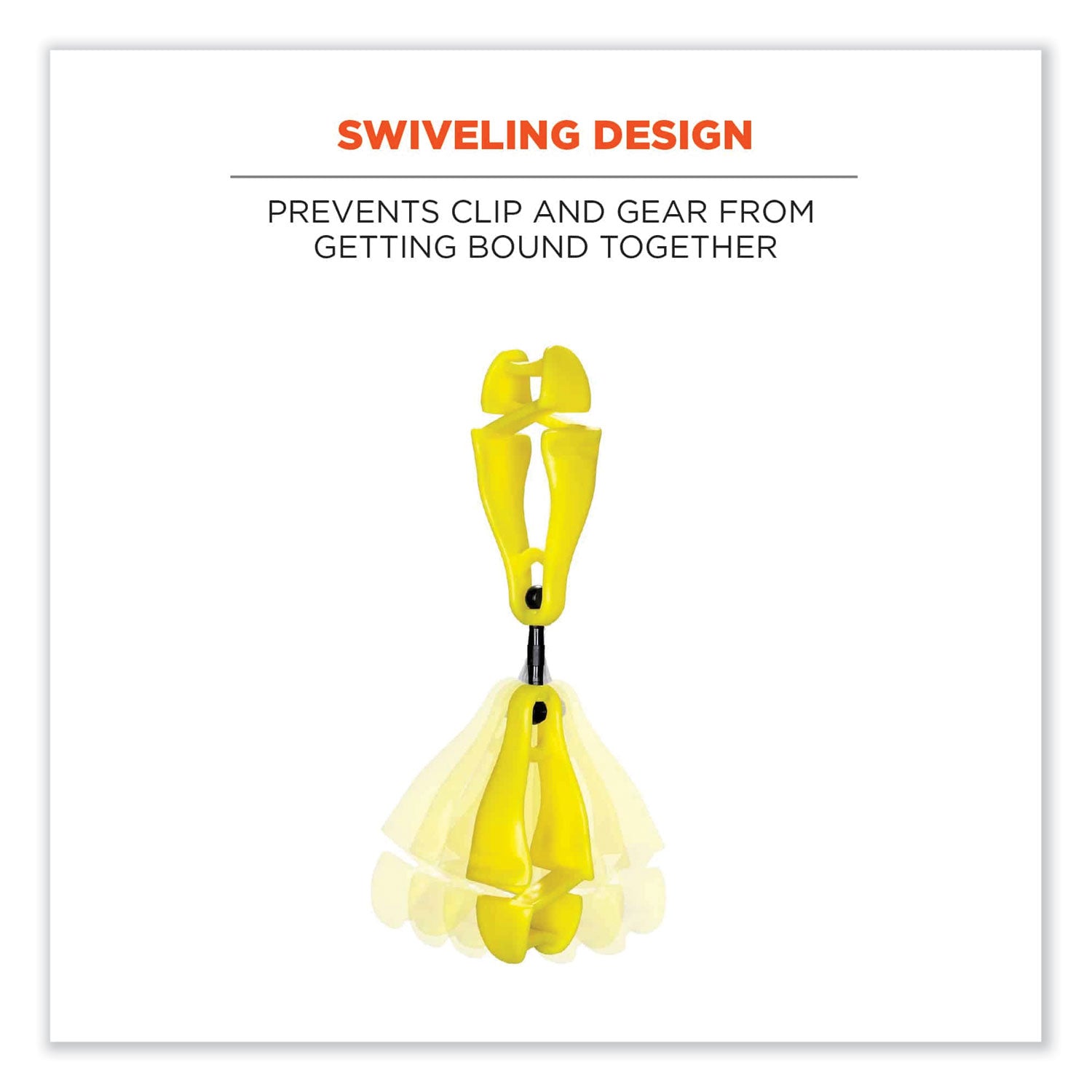 Squids 3420 Dual Clip Swivel Glove Clip Holder, 1 x 0.6 x 5.5, Acetal Copolymer, Lime, 100/Pack