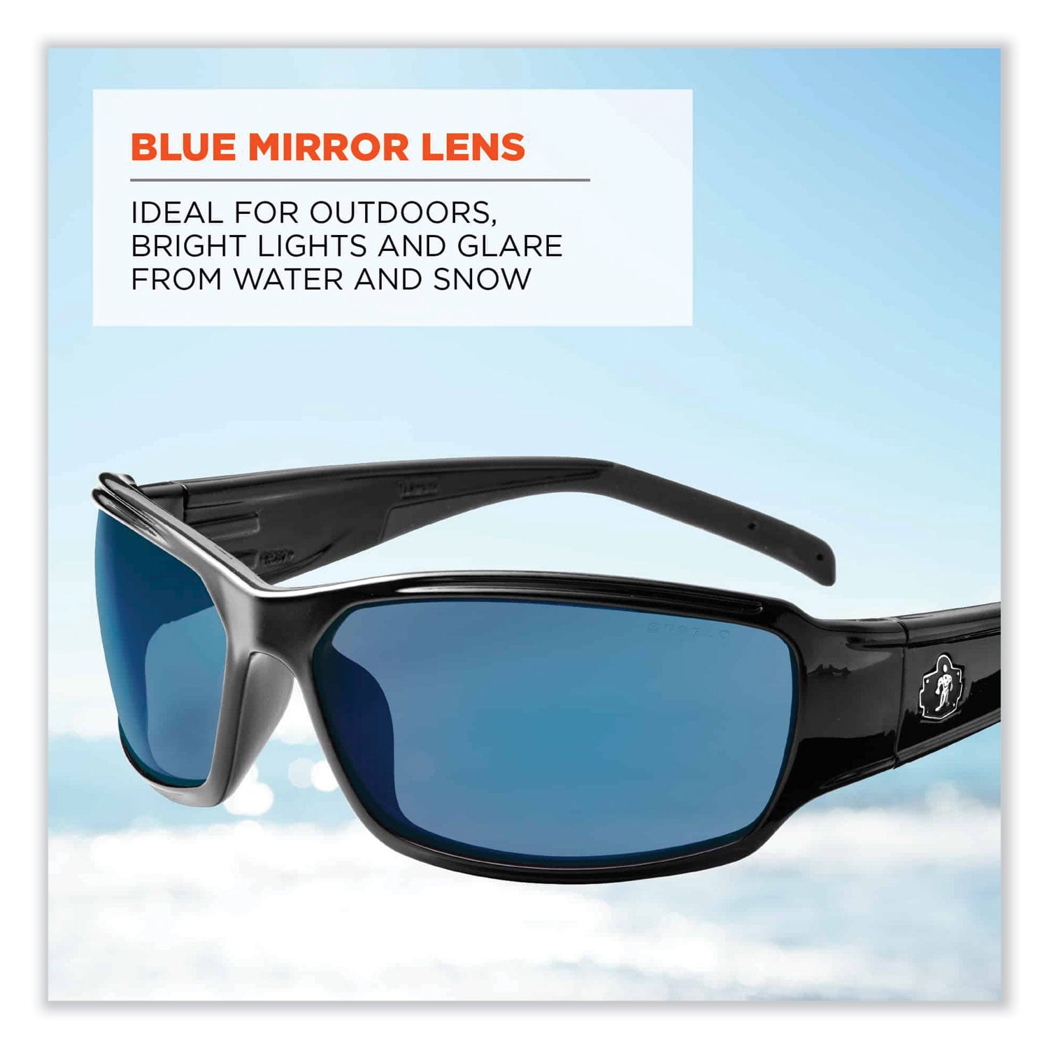 Ergodyne THOR Blue Mirror Lens Safety Glasses, Black, Black