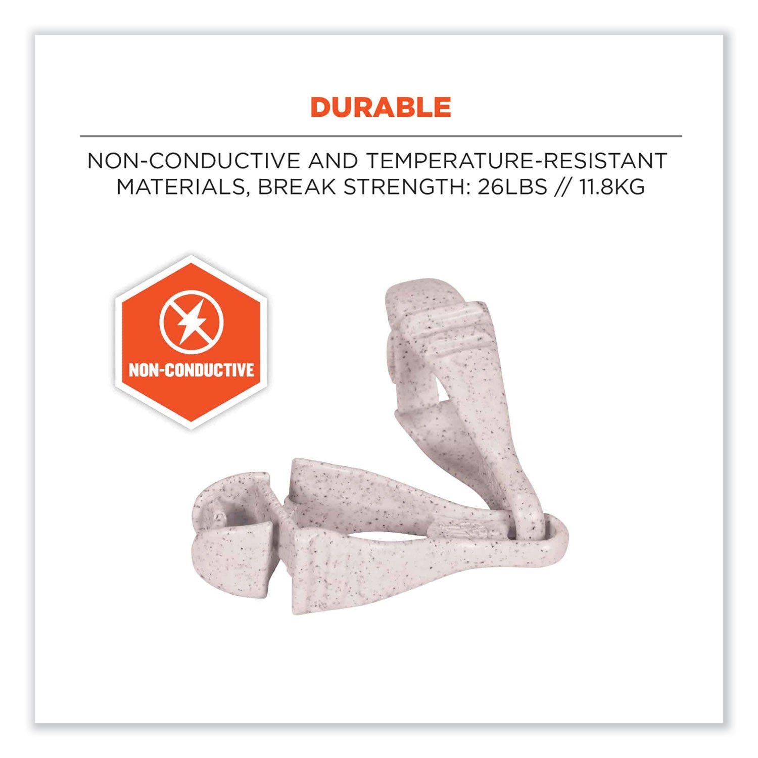 Squids 3400 Dual Clip Glove Clip Holder, 1 x 1 x 6.5, Acetal Copolymer, Granite, 100/Pack