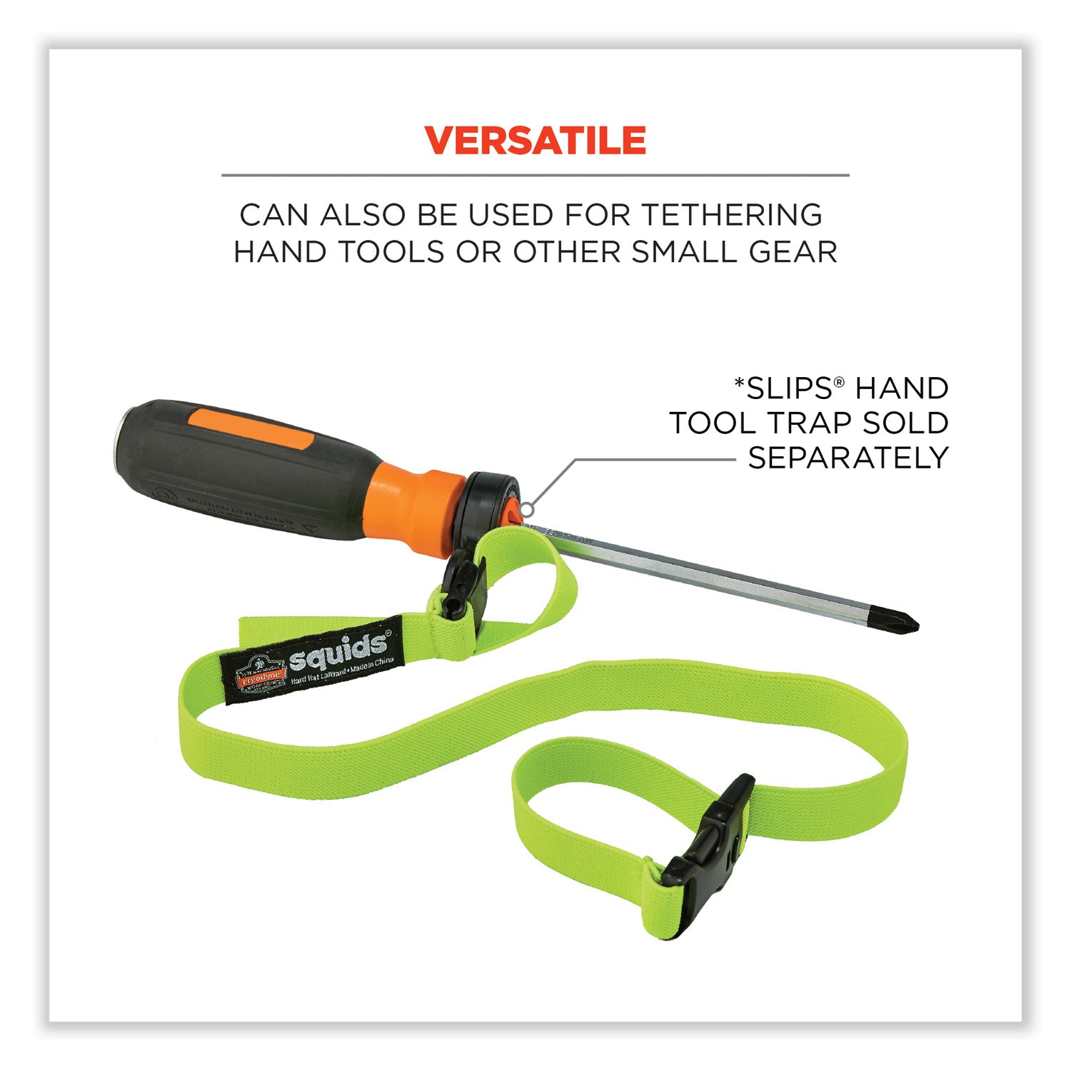 Adjustable - 2 lb Load Capacity - Buckle Attachment - 8" Height x 2" Width x 48" Length - Lime - Elastic, Plastic - 6 / Carton