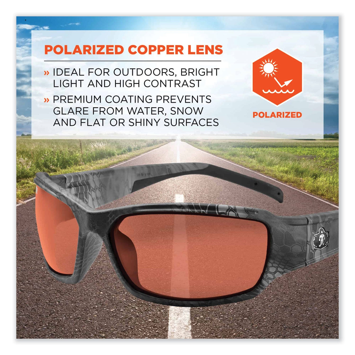 Ergodyne THOR Polarized Copper Lens Kryptek Typhon Safety Glasses