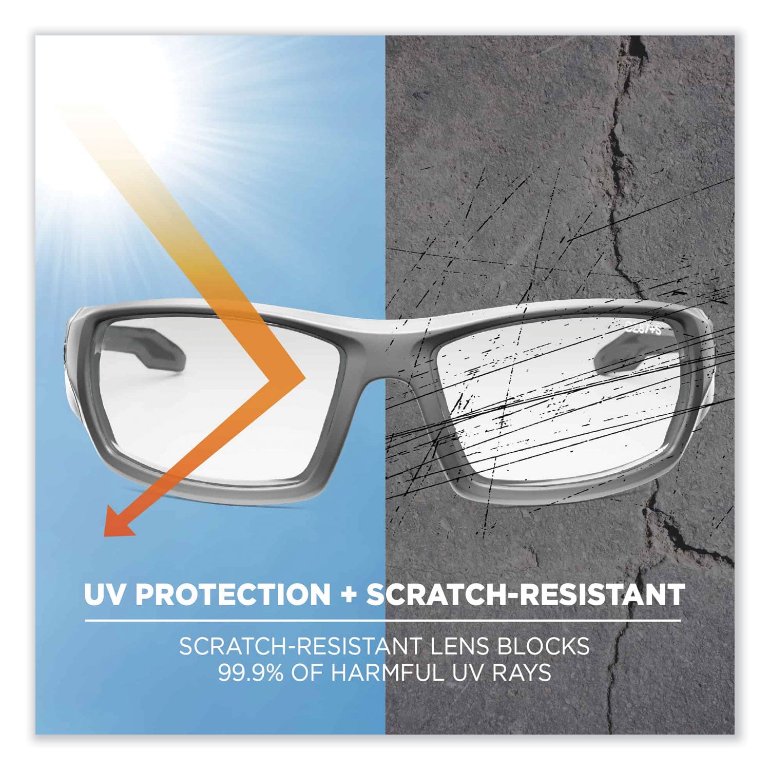 Skullerz Odin Safety Glasses, Matte Gray Nylon Impact Frame, Clear Polycarbonate Lens