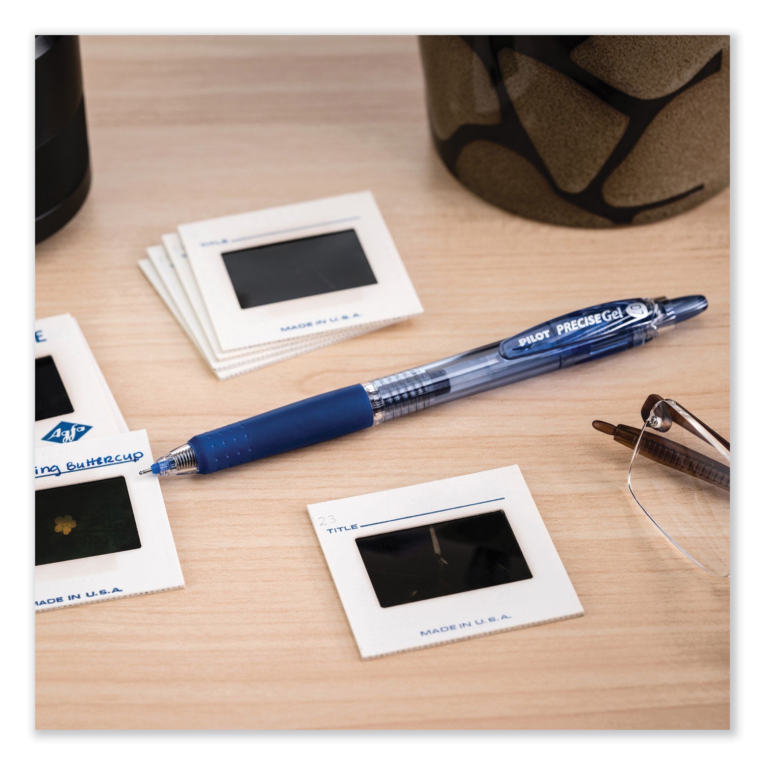 Pilot Precise Gel Fine Retractable BeGreen Pens - 0.7 mm Fine Needle Pen Point - Refillable - Retractable - Blue Ink - Gel-based - Translucent Barrel - 1 Dozen