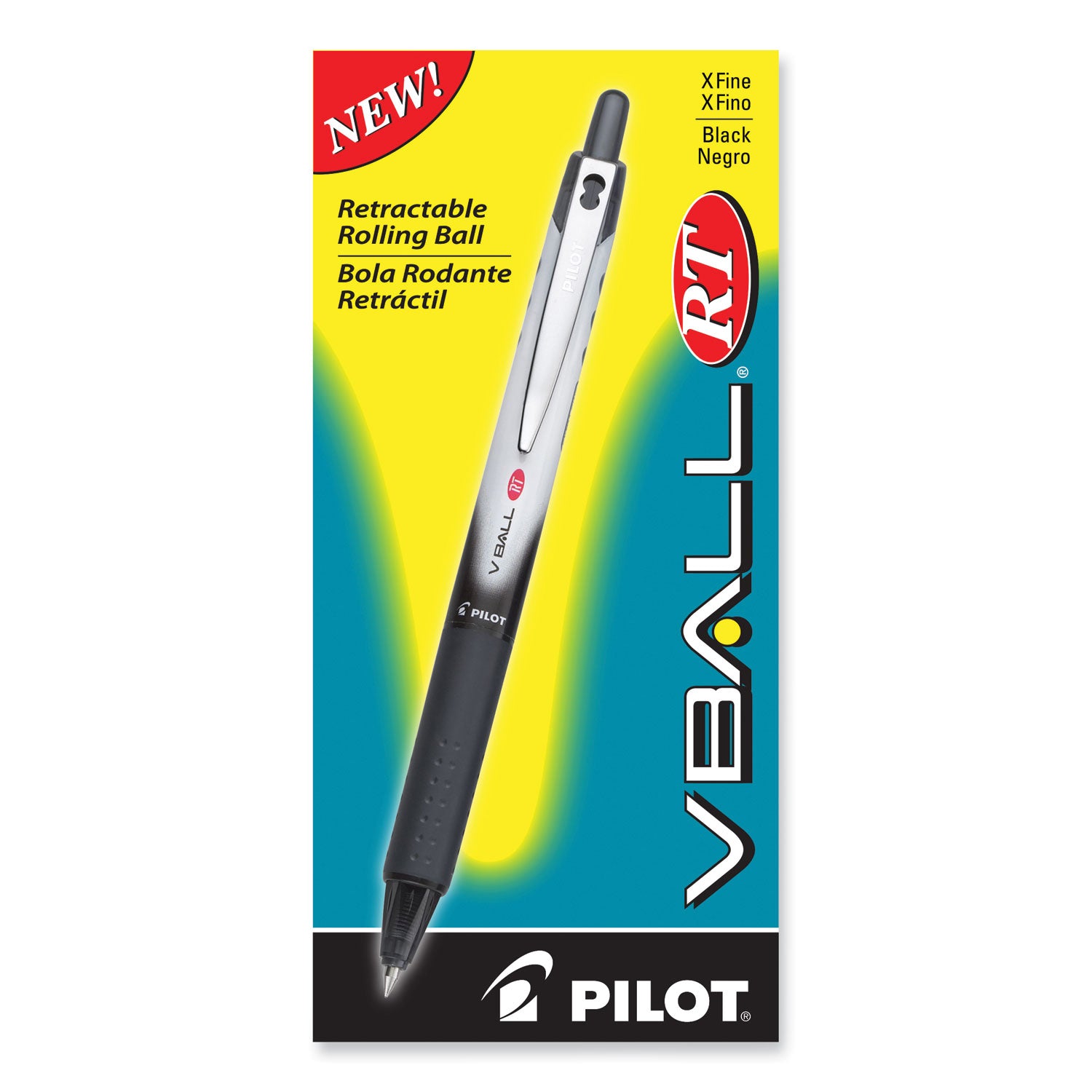 VBall RT Retractable Rolling Ball Pens - 0.5 mm Extra Fine Pen Point - Refillable - Retractable - Black Ink - Black Barrel - 12 / Box