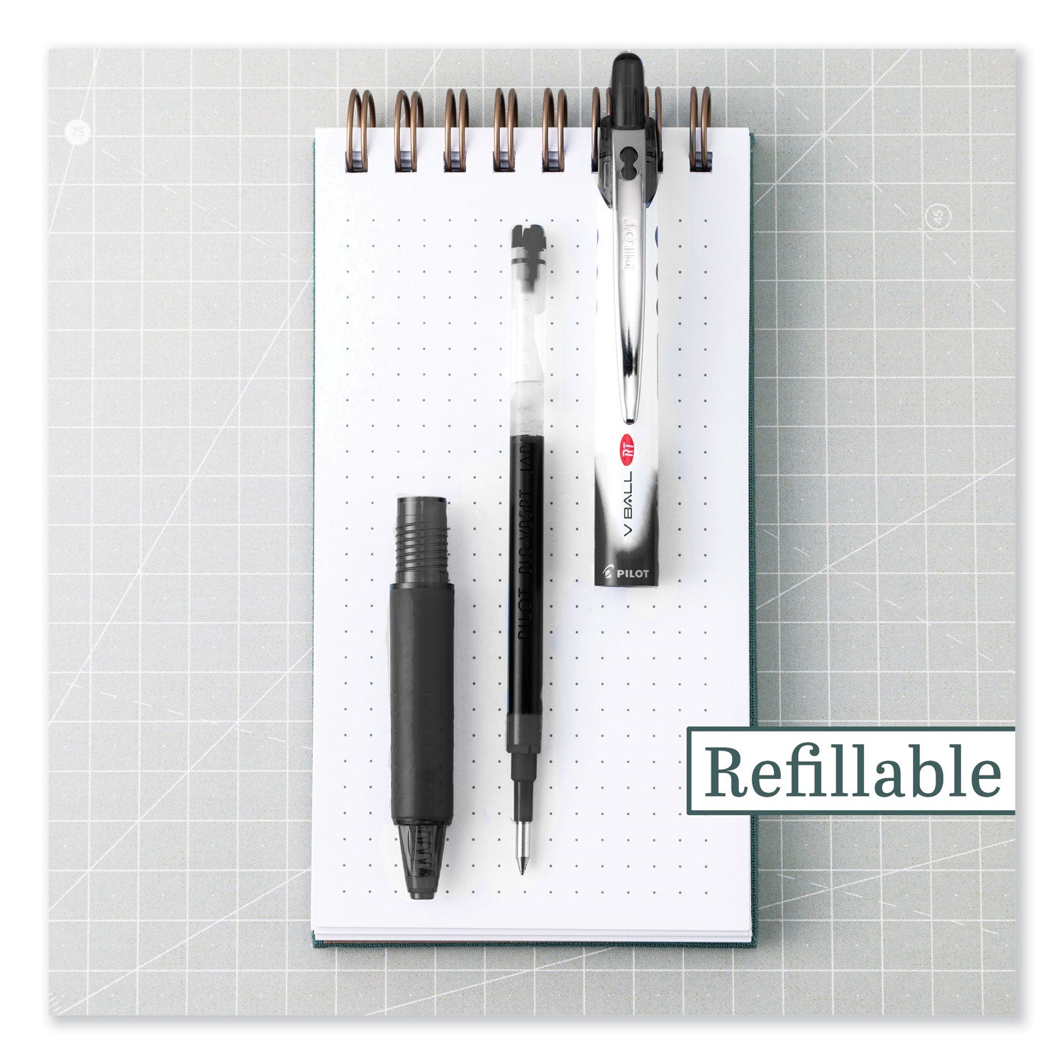 VBall RT Retractable Rolling Ball Pens - 0.5 mm Extra Fine Pen Point - Refillable - Retractable - Black Ink - Black Barrel - 12 / Box