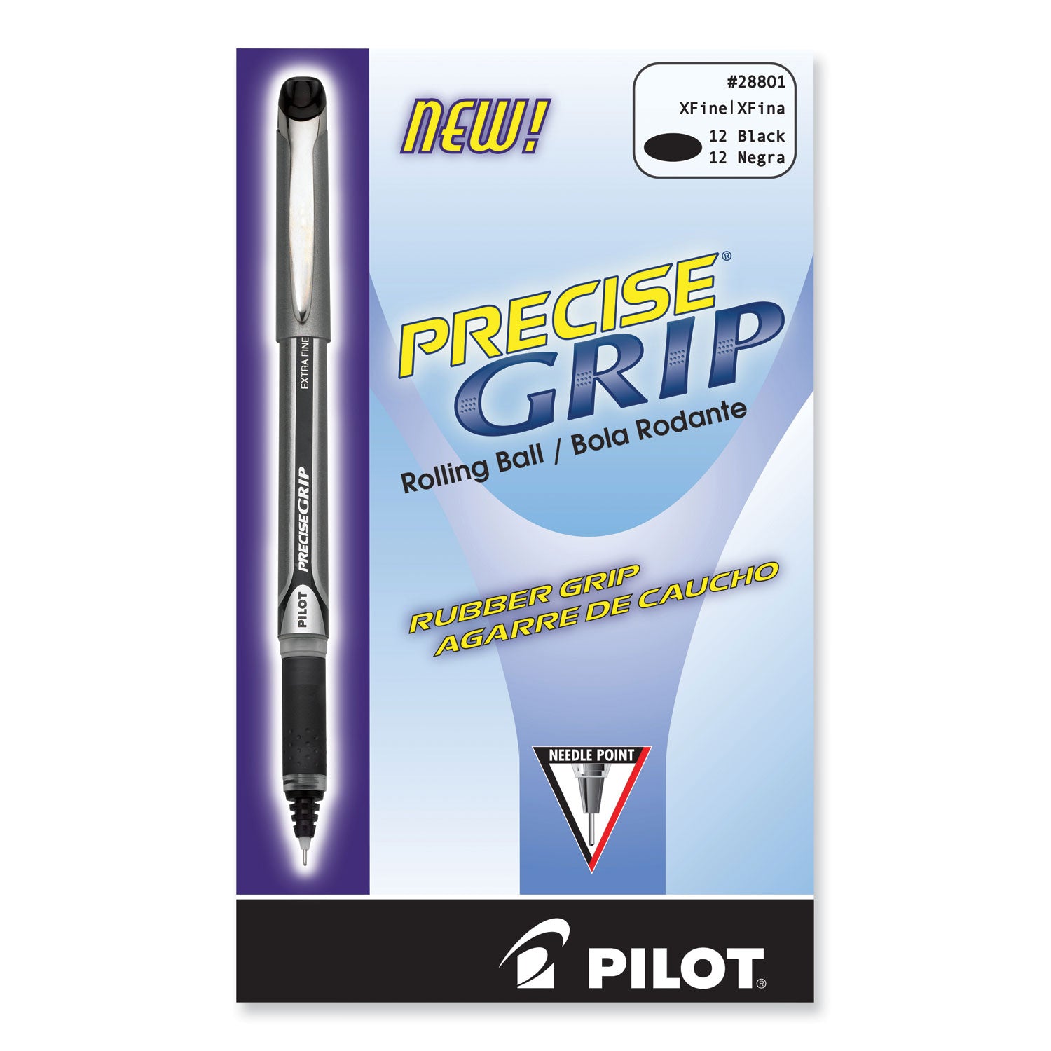Pilot Extra-Fine Capped Rolling Ball Pens - 0.5 mm Extra Fine Pen Point - Black Ink - Black Barrel - 1 Dozen