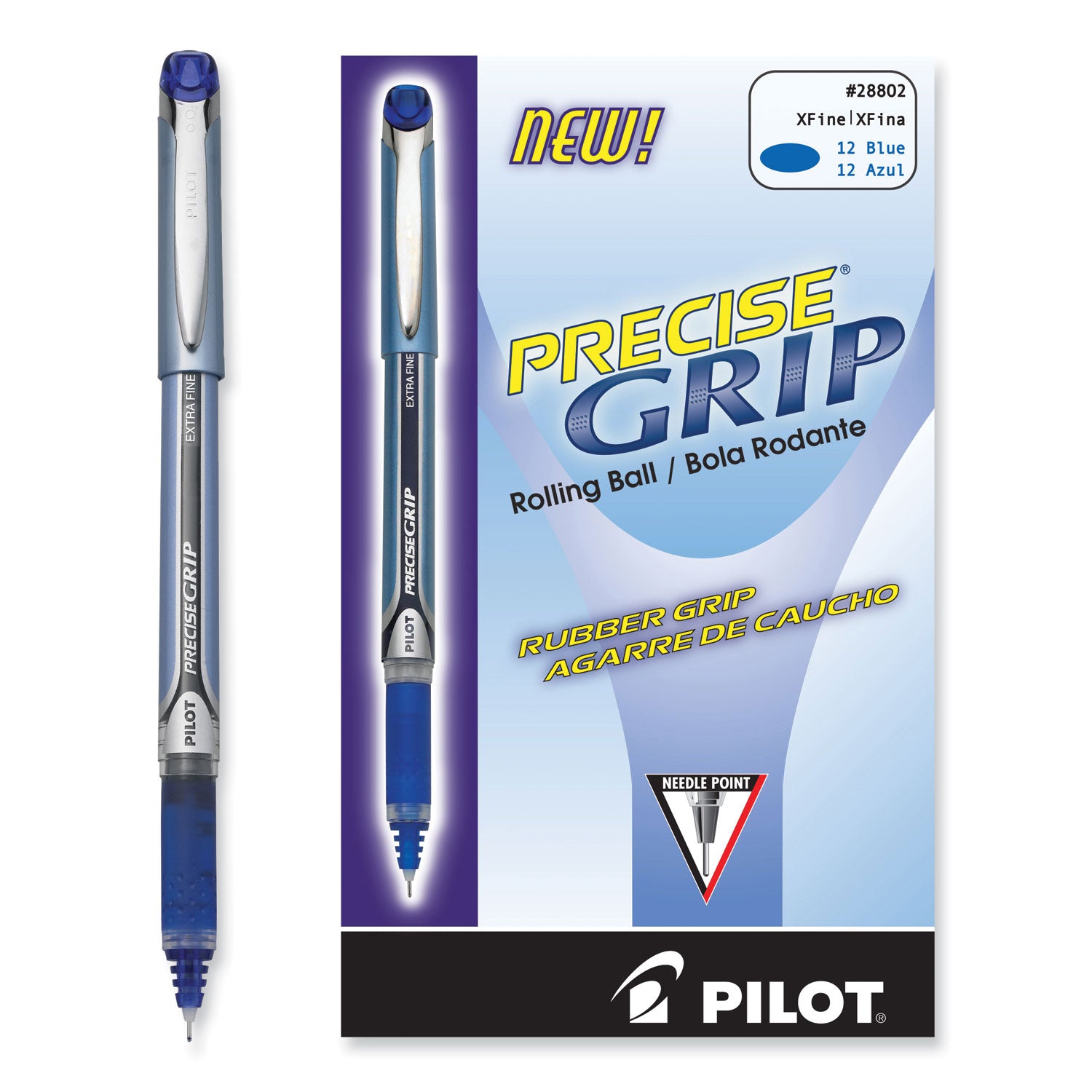 Pilot Extra-Fine Capped Rolling Ball Pens - 0.5 mm Extra Fine Pen Point - Blue Ink - Blue Barrel - 1 Dozen