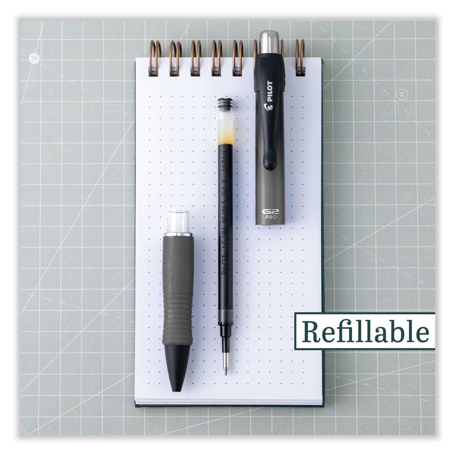 0.7 mm Fine Pen Point - Refillable - Retractable - Black Ink - Gel-based - Gray Barrel - 1 Each