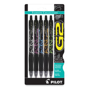0.7 mm Fine Pen Point - Refillable - Retractable - Black Ink - Gel-based - Silver, Pink, Blue, Orange, Green Barrel - 5 / Pack
