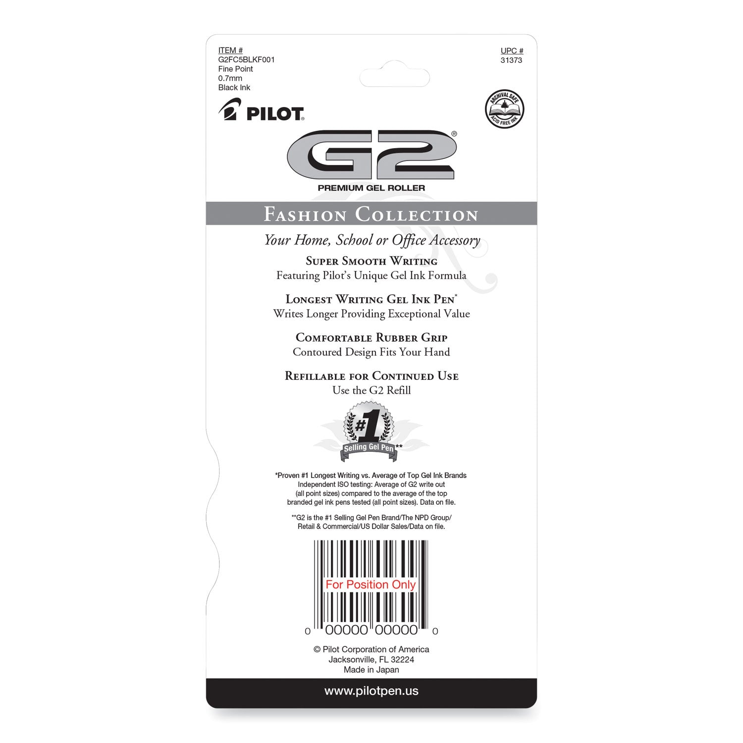 0.7 mm Fine Pen Point - Refillable - Retractable - Black Ink - Gel-based - Silver, Pink, Blue, Orange, Green Barrel - 5 / Pack